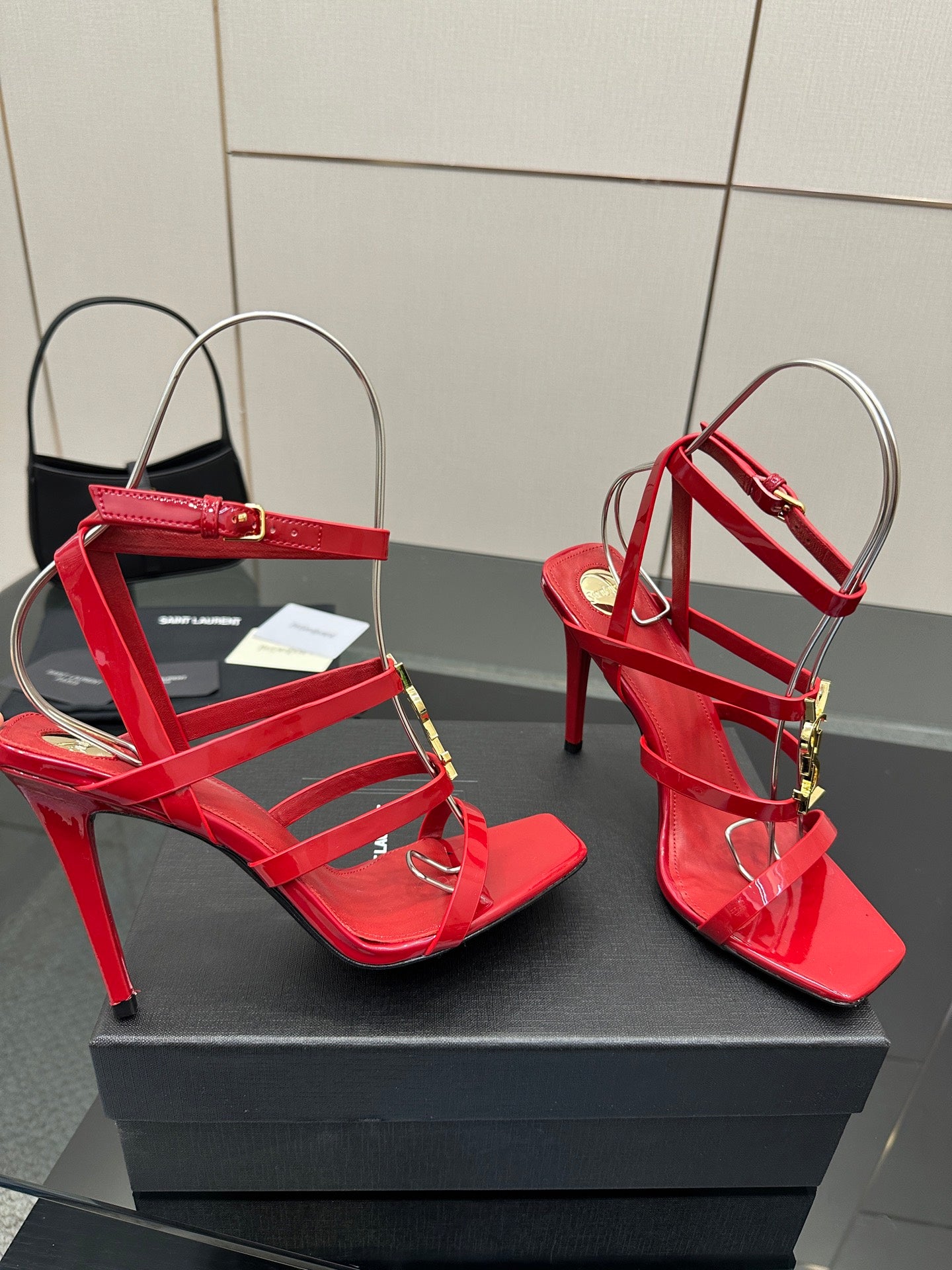 Saint Laurent Patent Leather Heeled Sandals