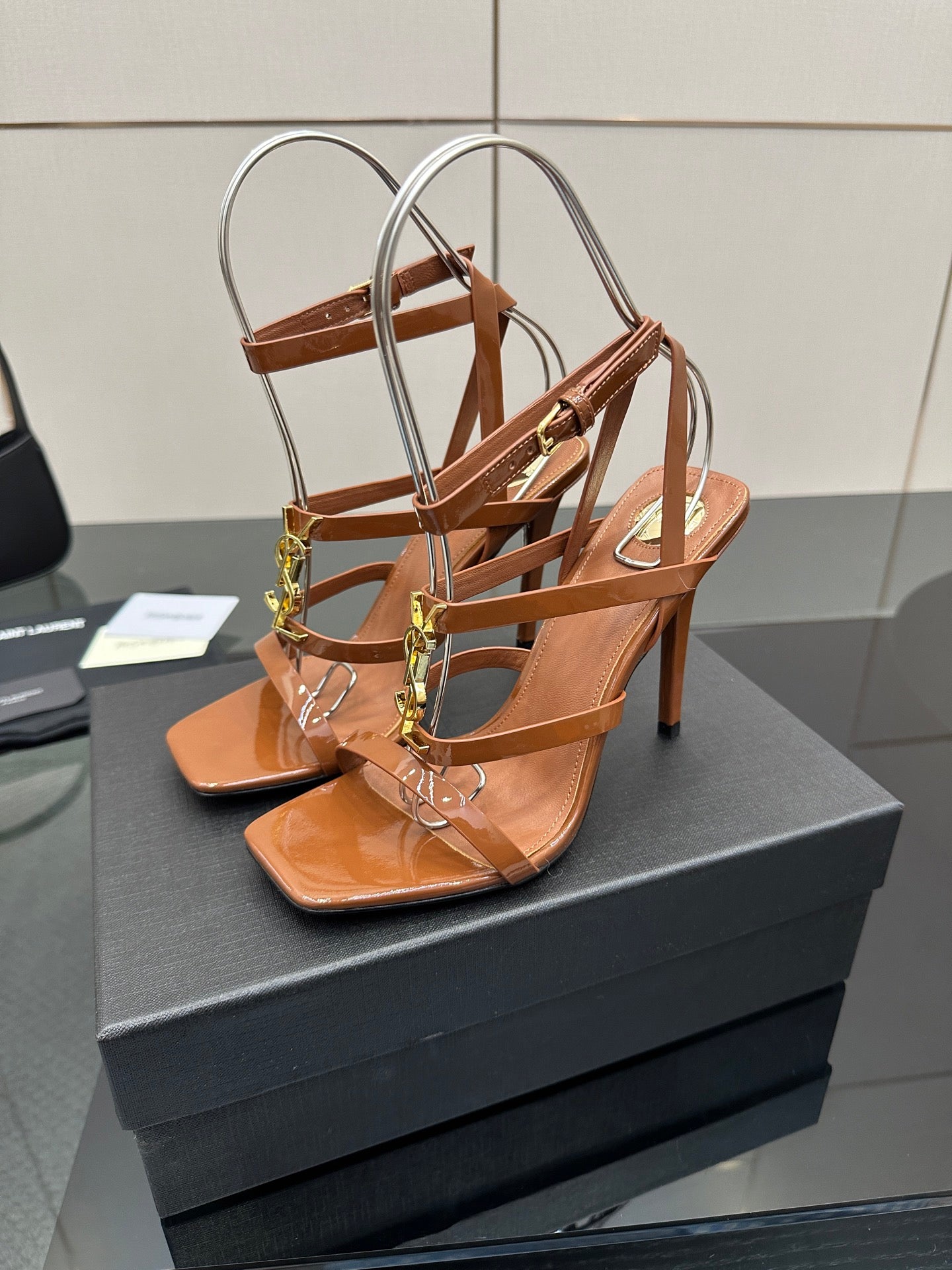 Saint Laurent Patent Leather Heeled Sandals