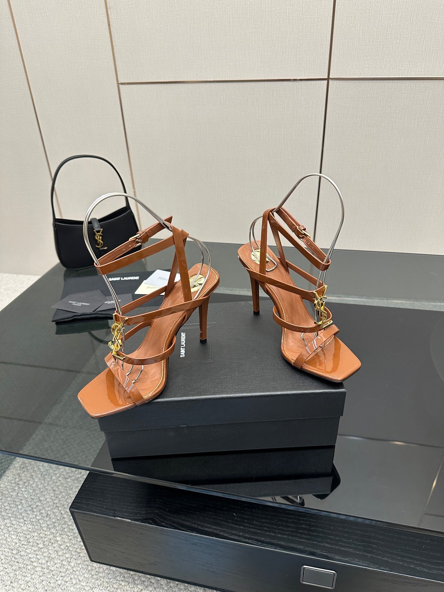 Saint Laurent Patent Leather Heeled Sandals