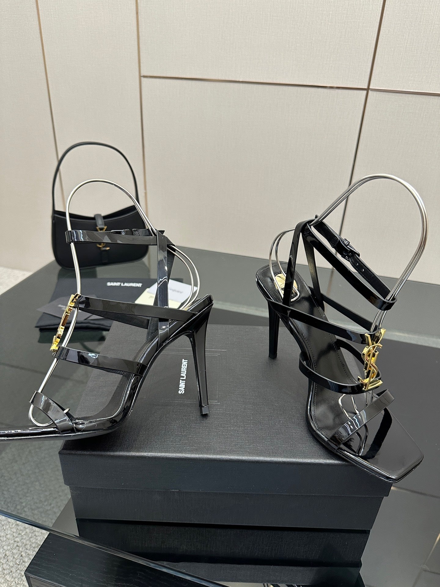 Saint Laurent Patent Leather Heeled Sandals
