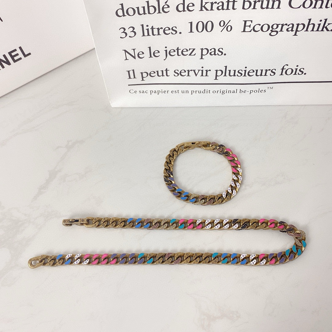 Louis Vuitton Chain Links Patches Necklace – 2020SS