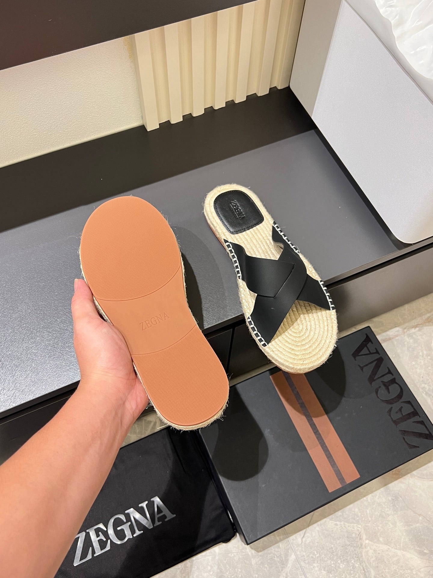Zegna Classic Leather and Suede Slides