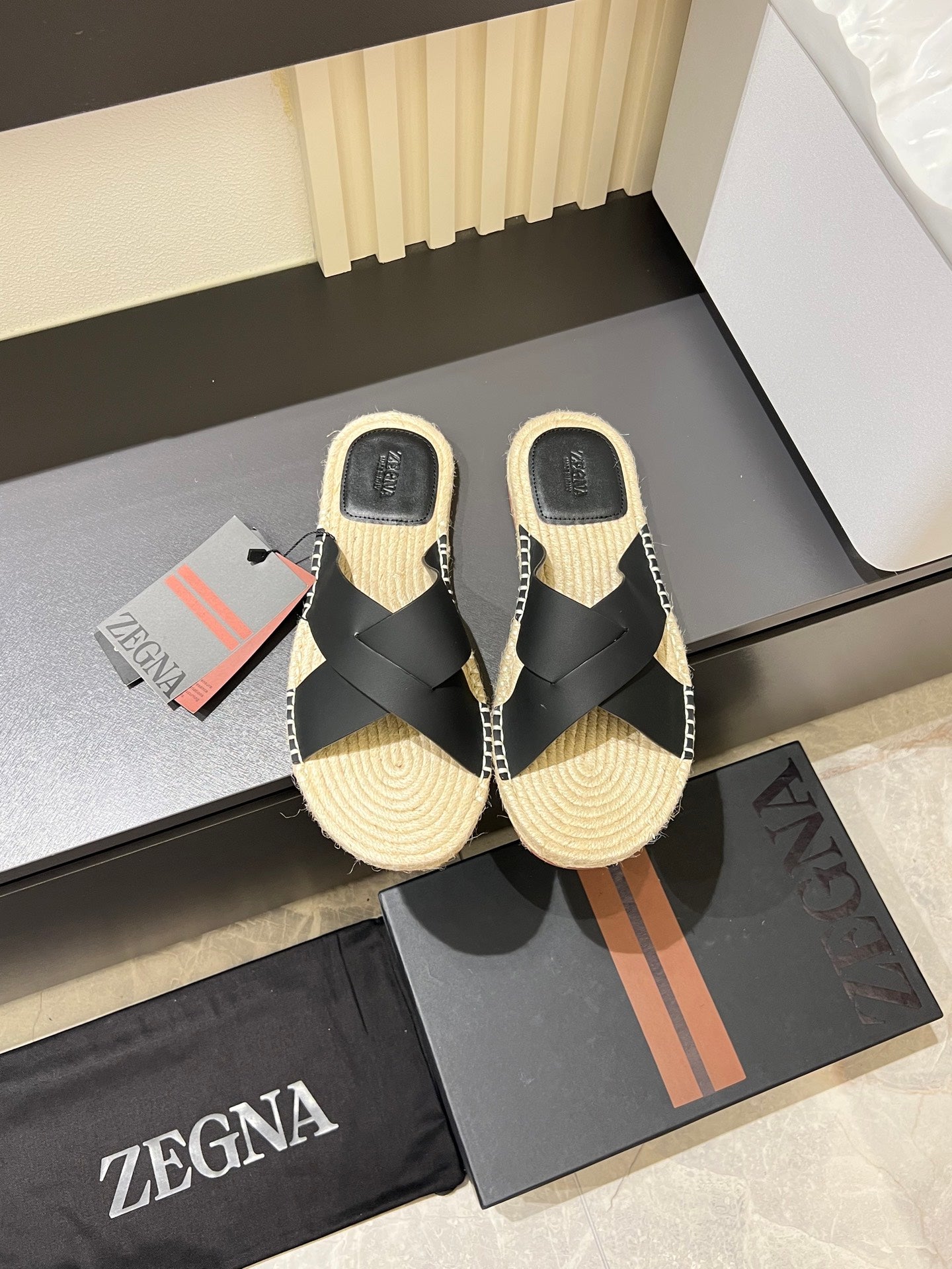 Zegna Classic Leather and Suede Slides