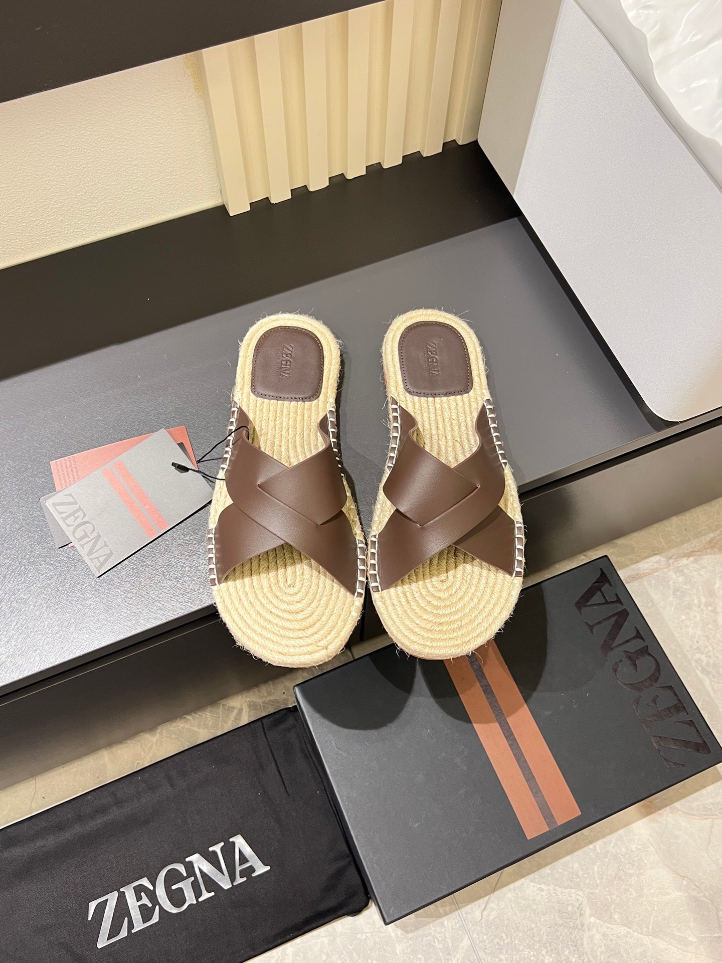 Zegna Classic Leather and Suede Slides