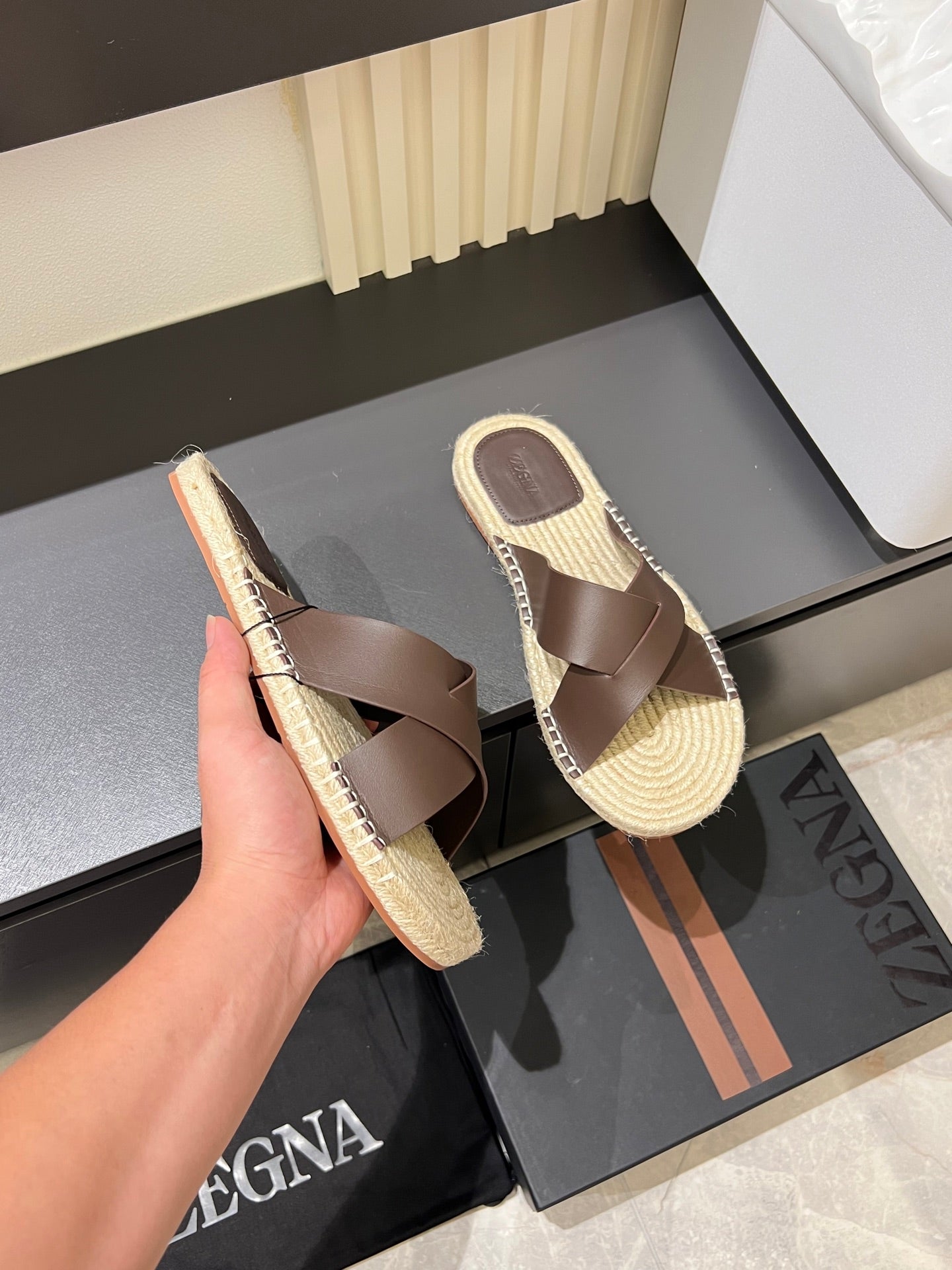 Zegna Classic Leather and Suede Slides