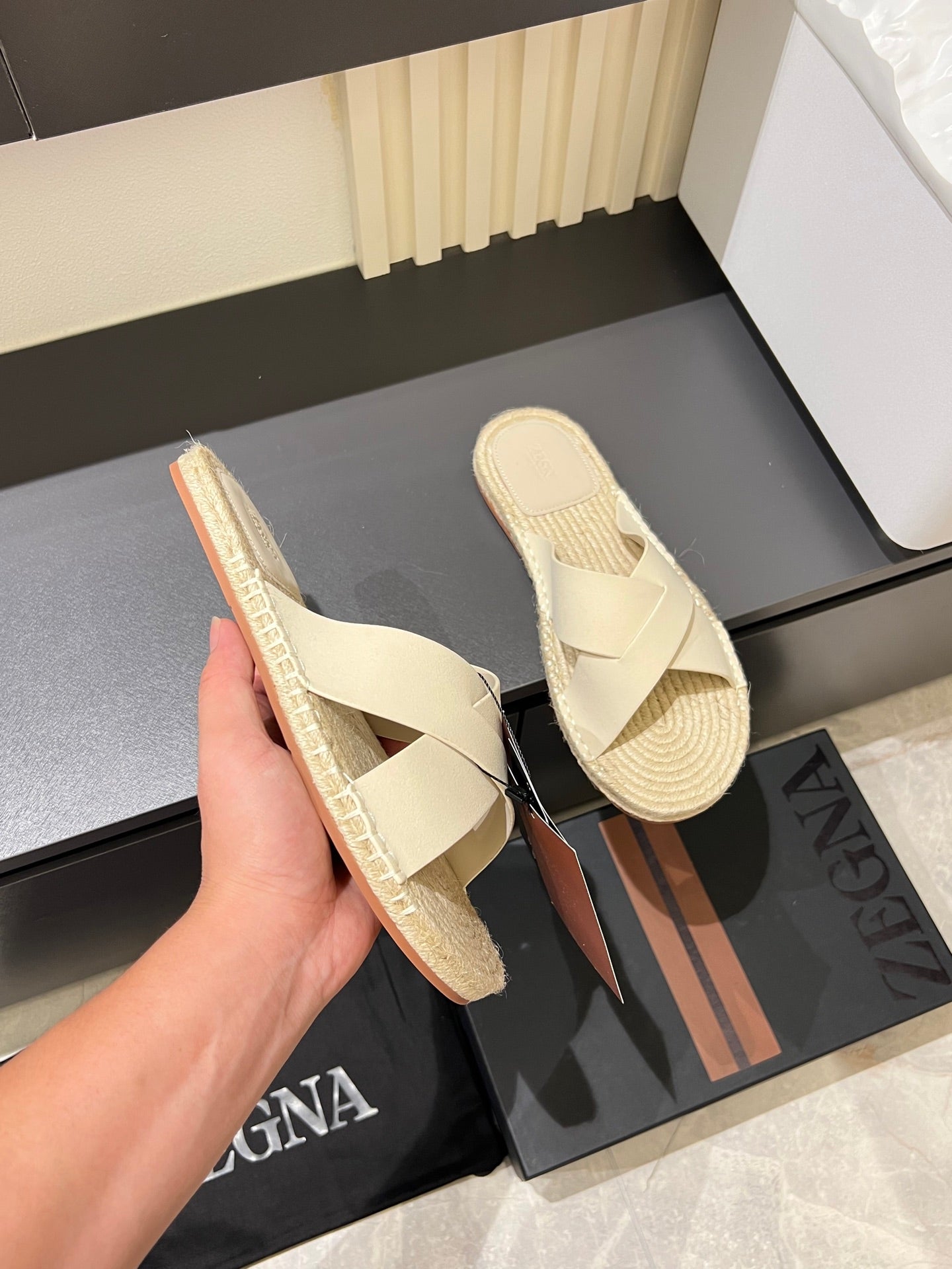 Zegna Classic Leather and Suede Slides