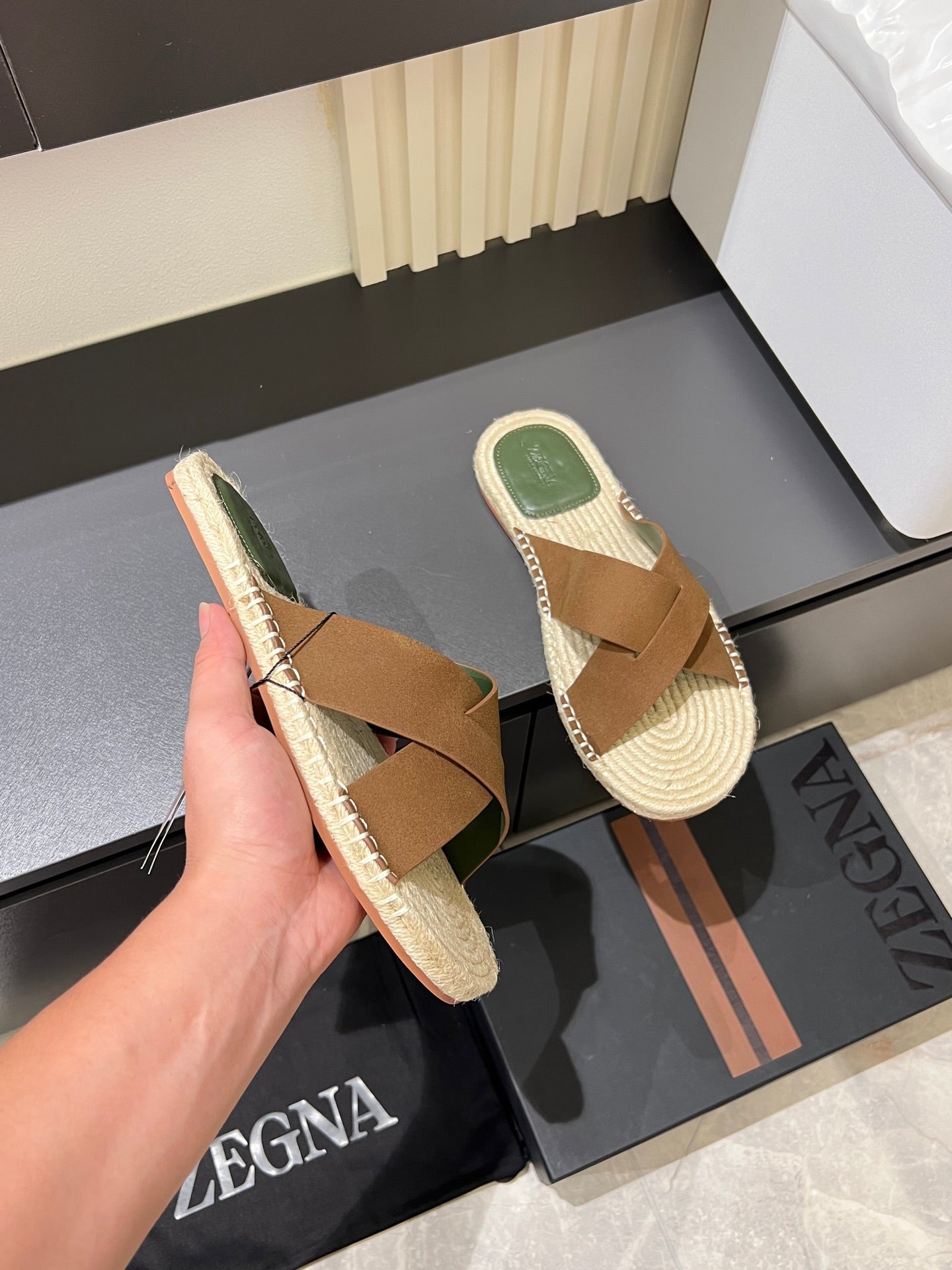 Zegna Classic Leather and Suede Slides