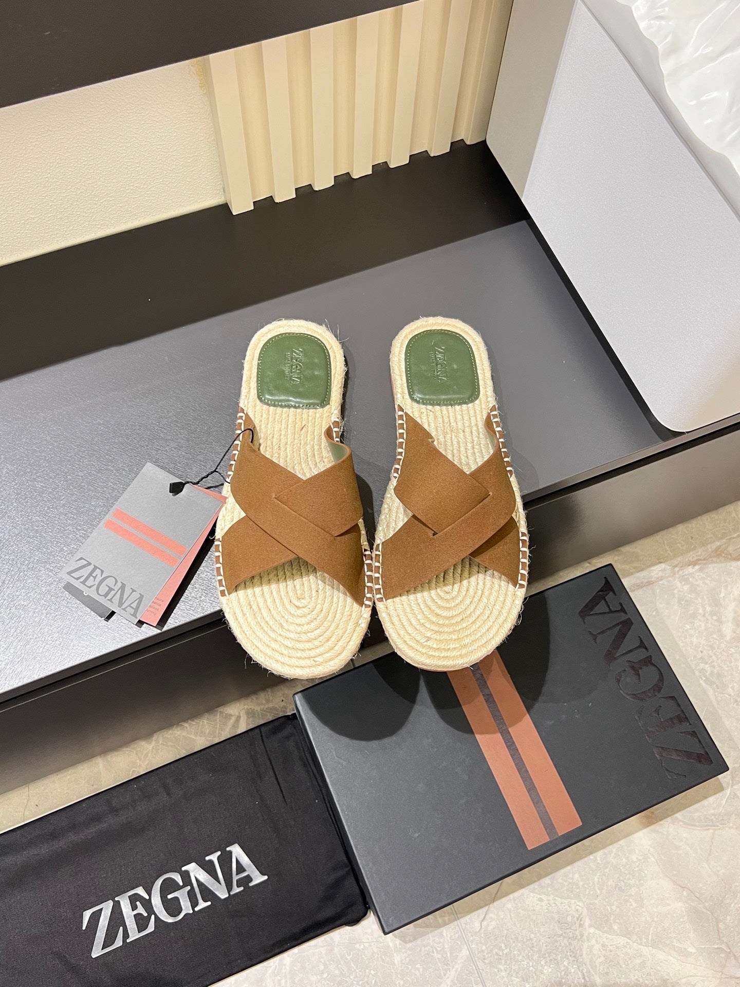 Zegna Classic Leather and Suede Slides