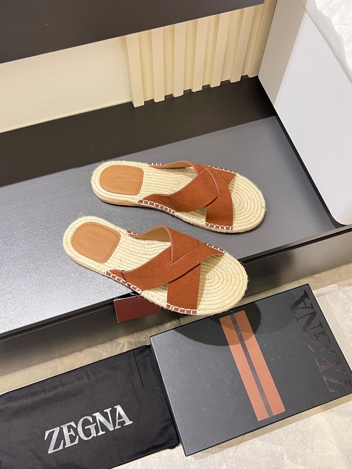 Zegna Classic Leather and Suede Slides