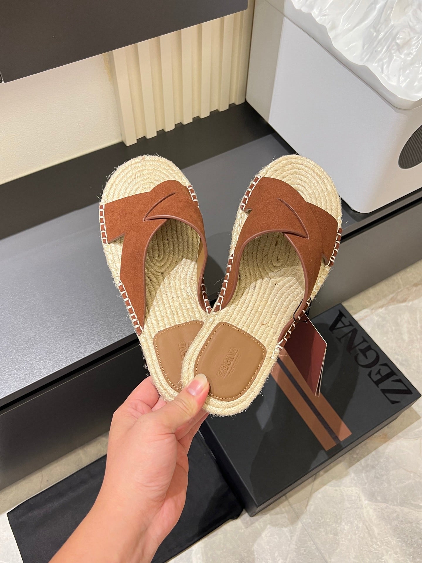 Zegna Classic Leather and Suede Slides