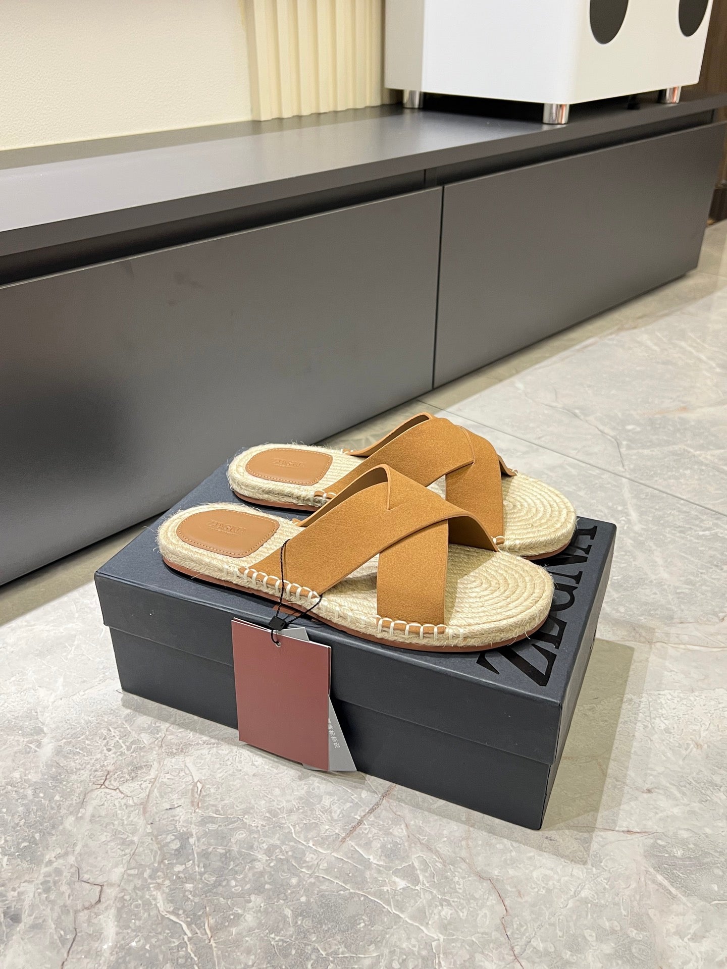 Zegna Classic Leather and Suede Slides
