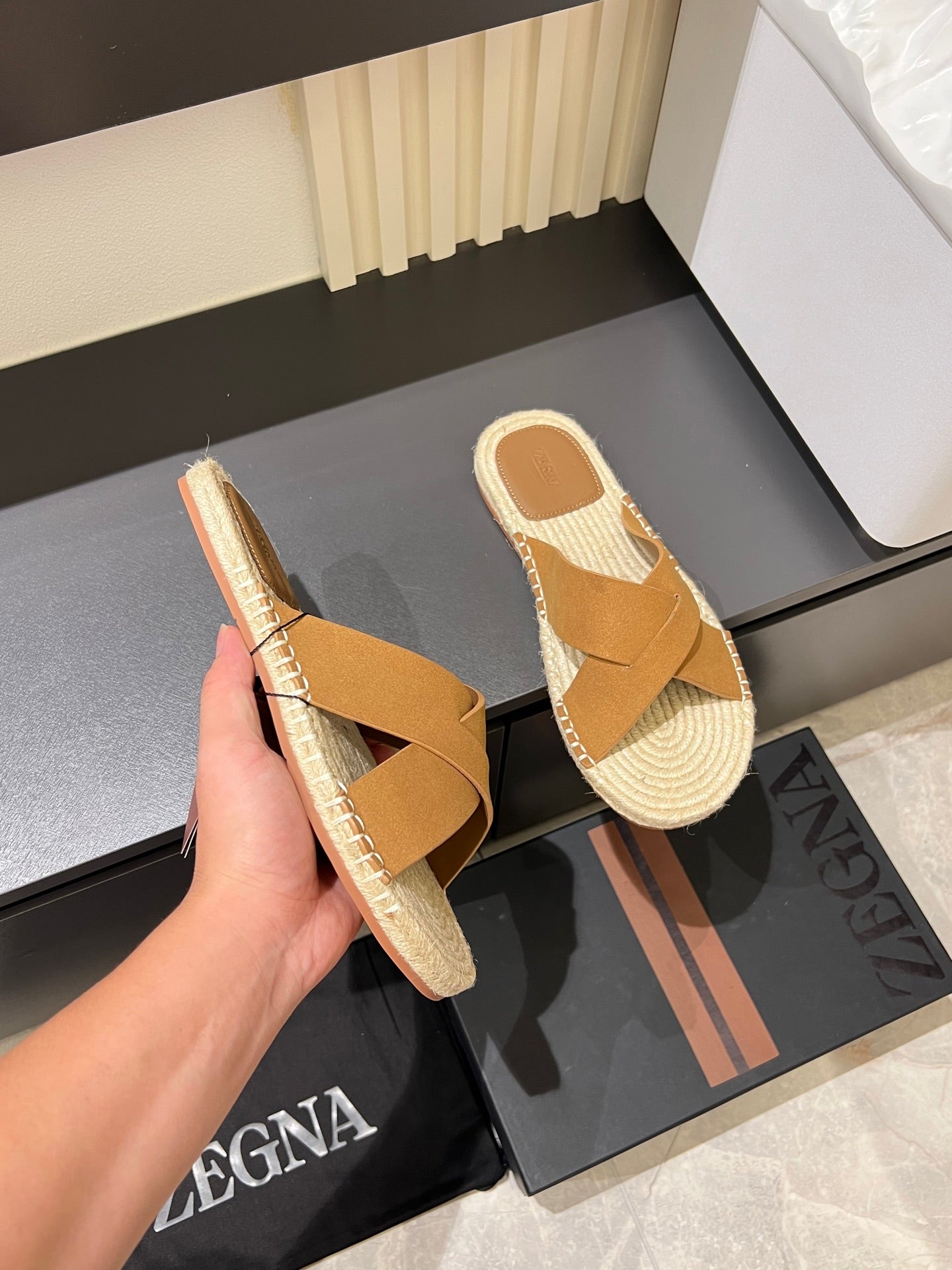 Zegna Classic Leather and Suede Slides
