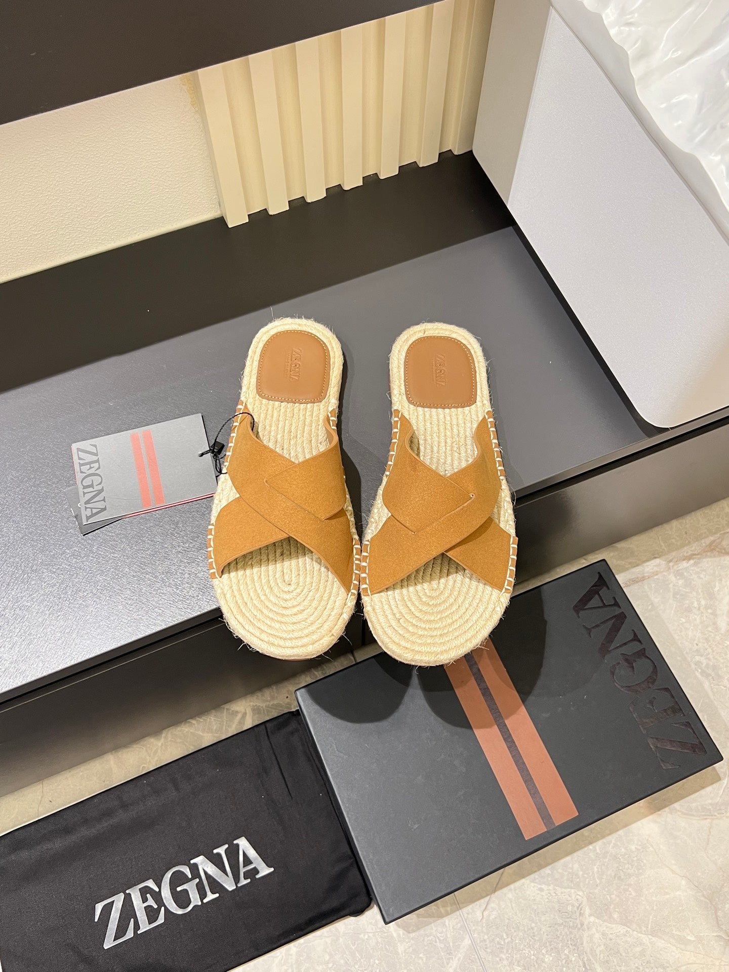 Zegna Classic Leather and Suede Slides