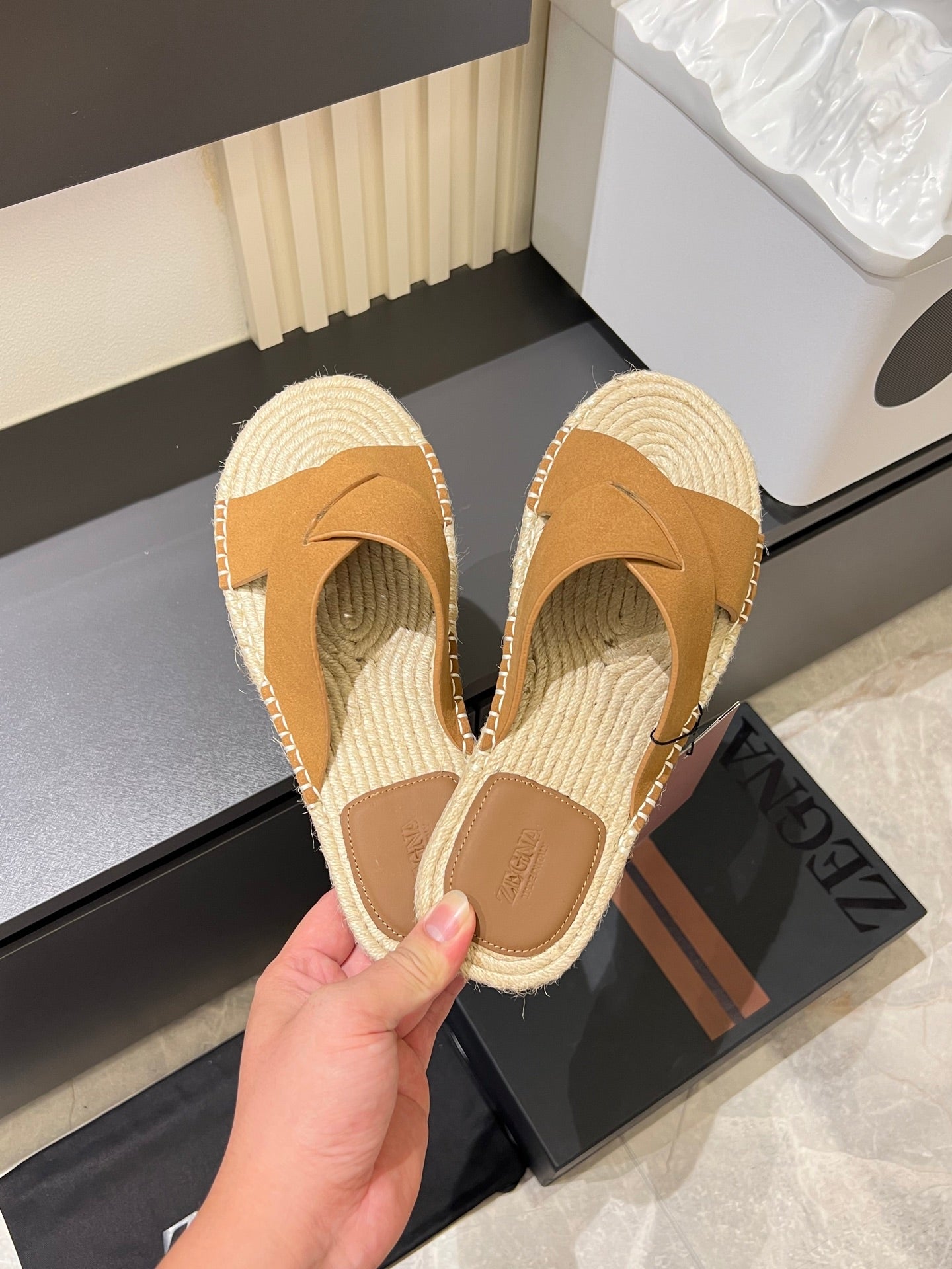 Zegna Classic Leather and Suede Slides