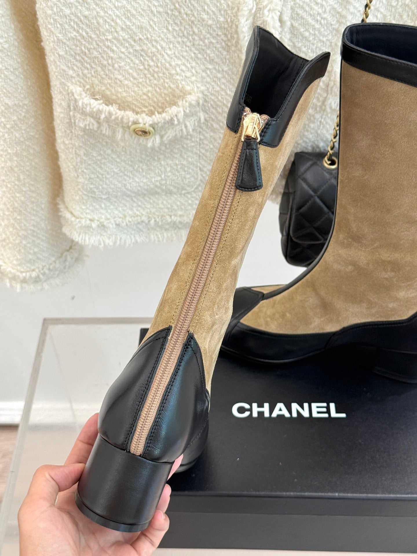 Chanel 25K Color-Block Chunky Heel Knee-High Boots – Autumn/Winter Collection