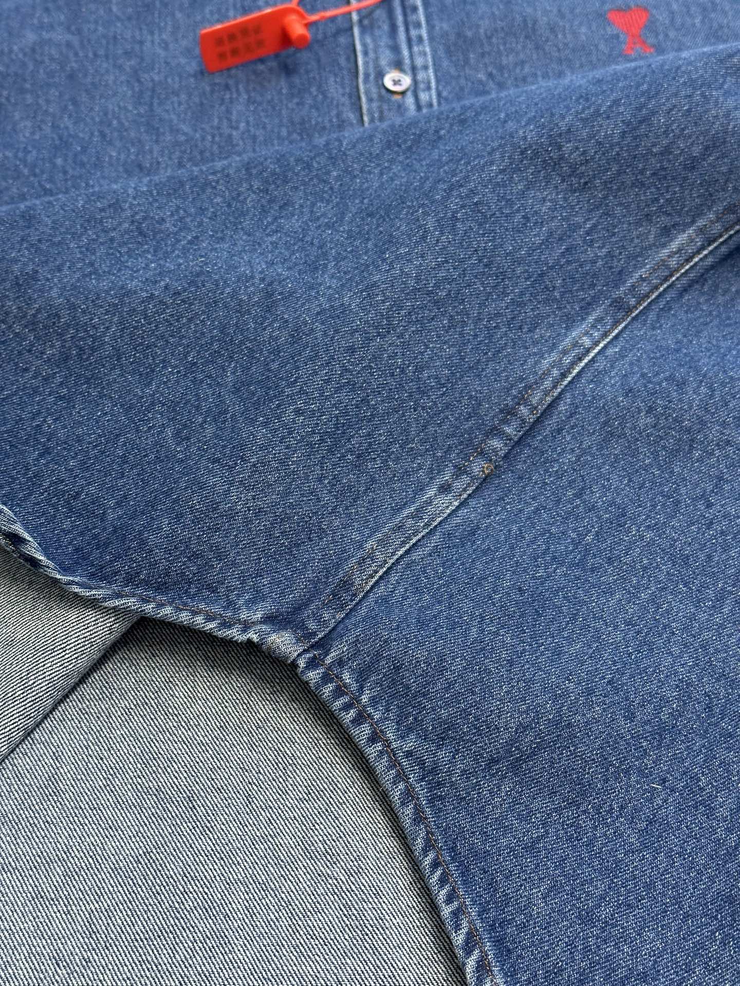 Ami Paris Denim Shirt Jacket with Ami De Coeur Patch
