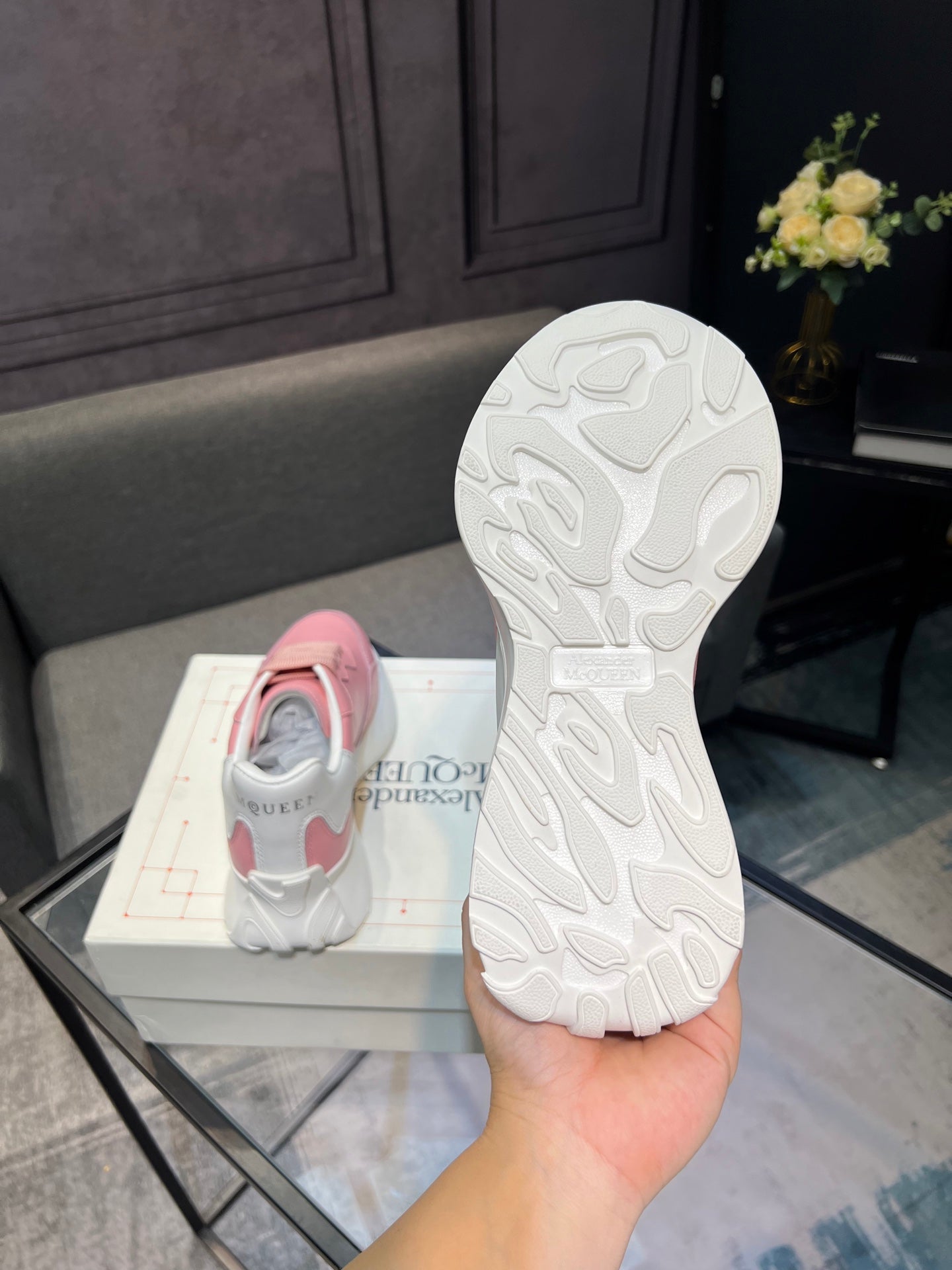Alexander McQueen White Silk Leather Platform Sneakers