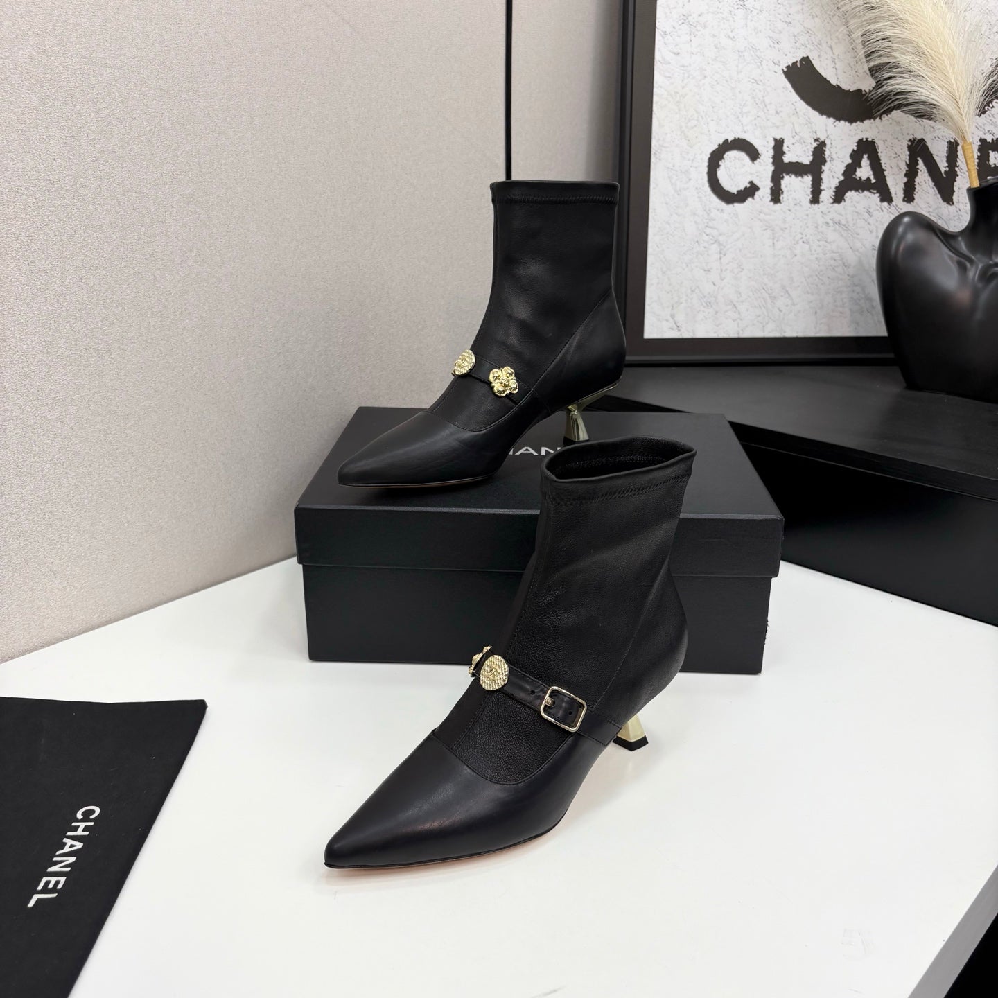 Chanel 25B High-Heel Bow Sock Boots – Autumn/Winter Collection