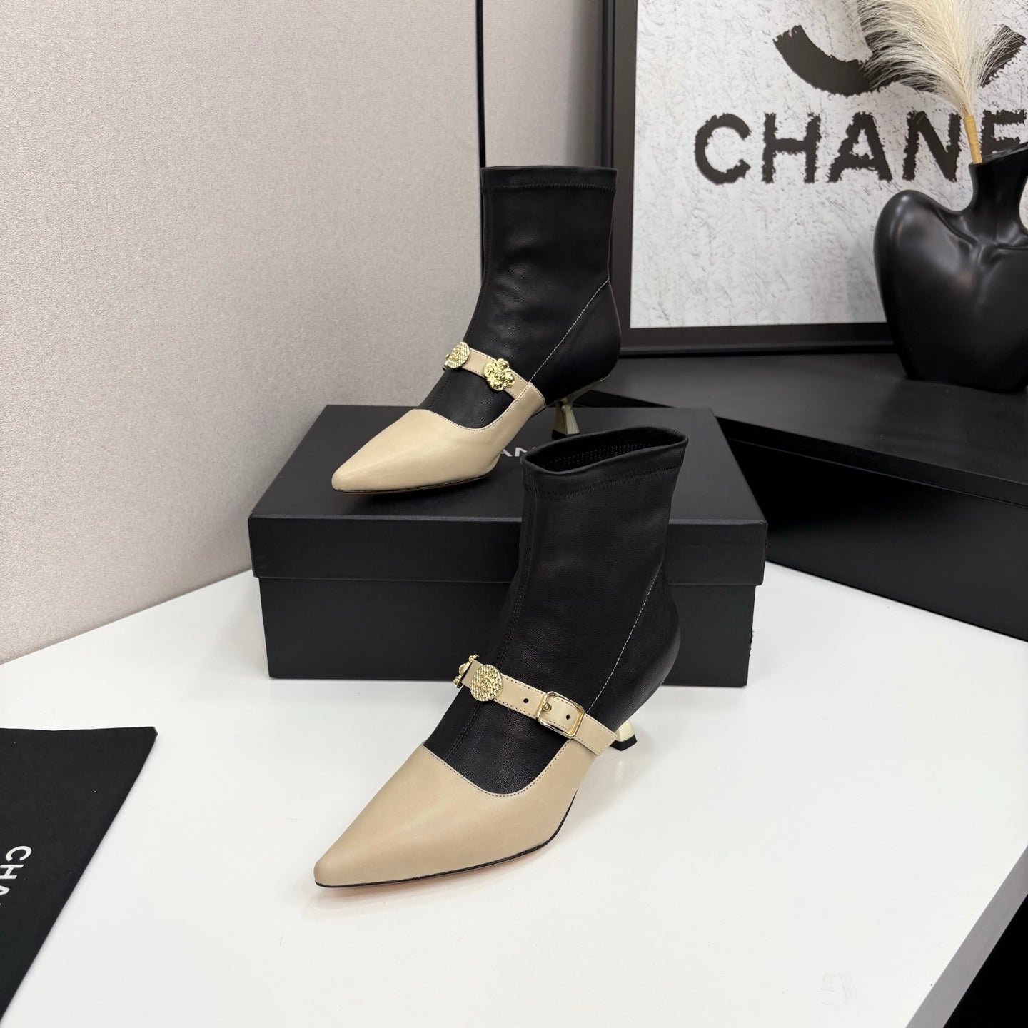 Chanel 25B High-Heel Bow Sock Boots – Autumn/Winter Collection