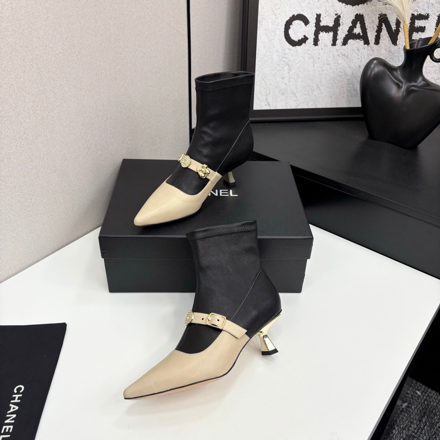 Chanel 25B High-Heel Bow Sock Boots – Autumn/Winter Collection