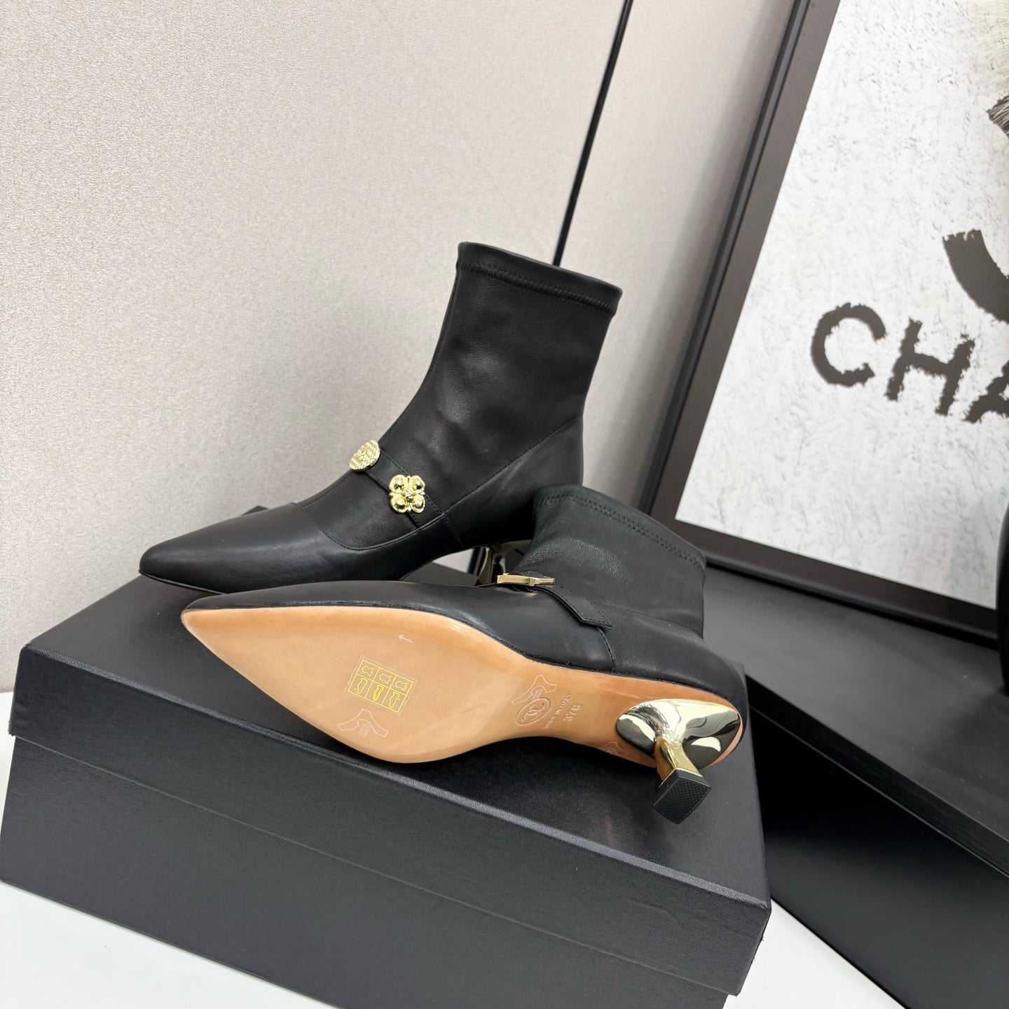 Chanel 25B High-Heel Bow Sock Boots – Autumn/Winter Collection