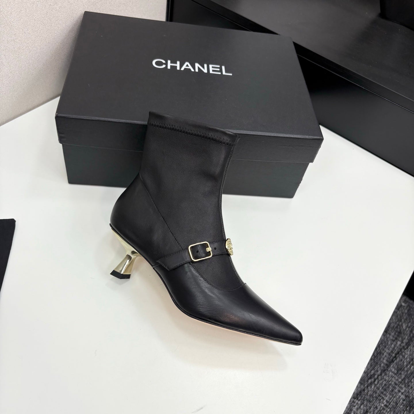 Chanel 25B High-Heel Bow Sock Boots – Autumn/Winter Collection