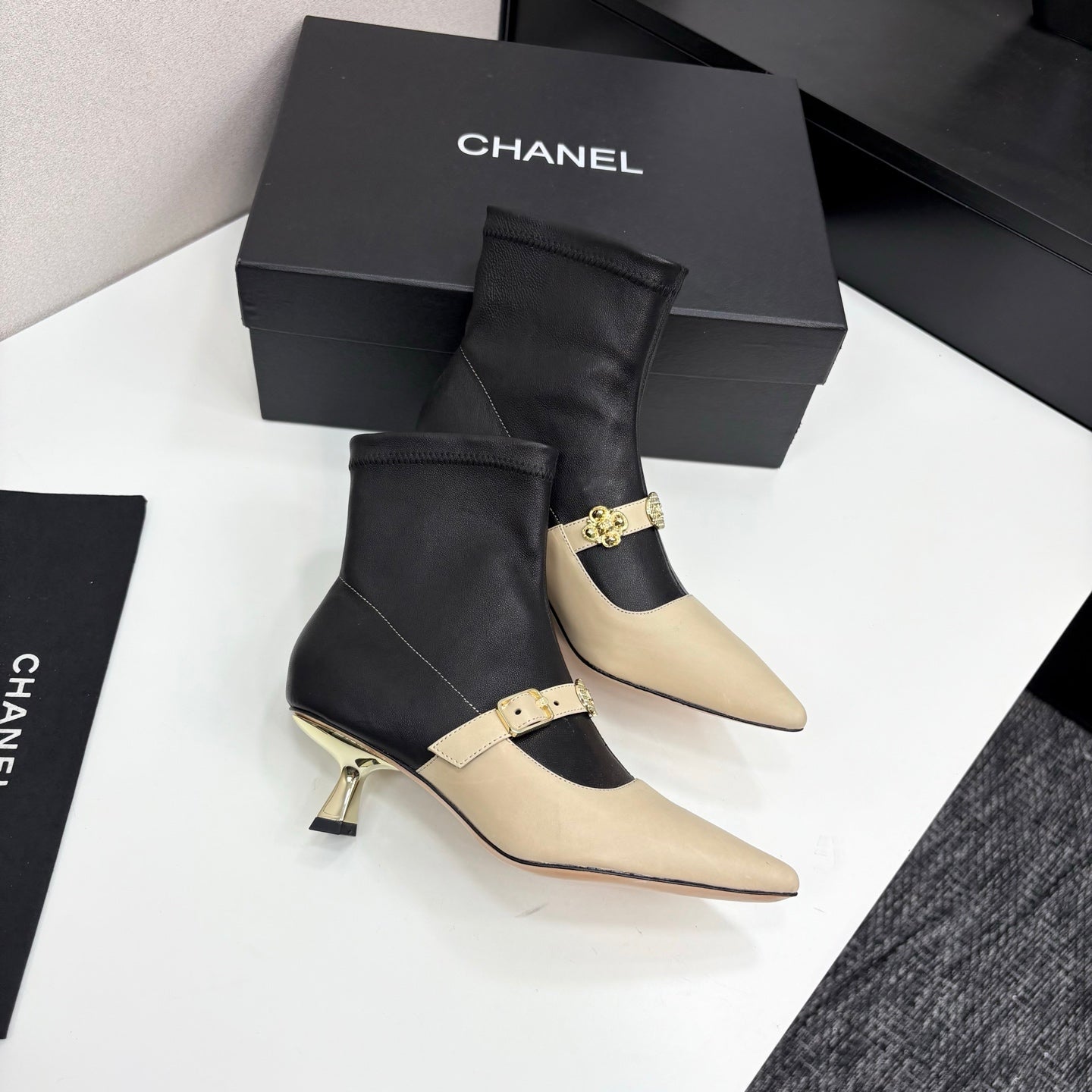 Chanel 25B High-Heel Bow Sock Boots – Autumn/Winter Collection