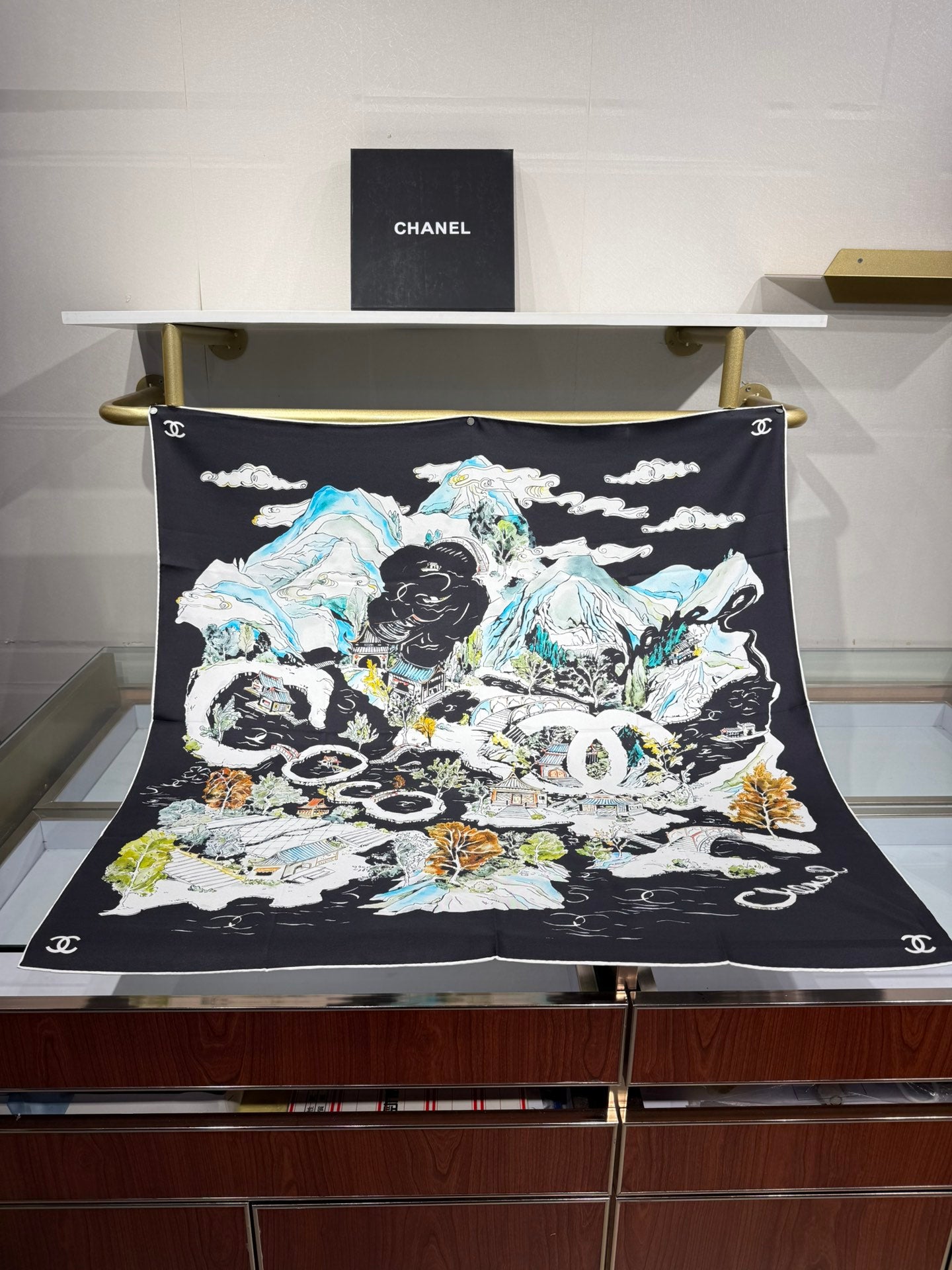 Chanel 2025 Silk Twill Double-Sided Hand-Rolled Scarf