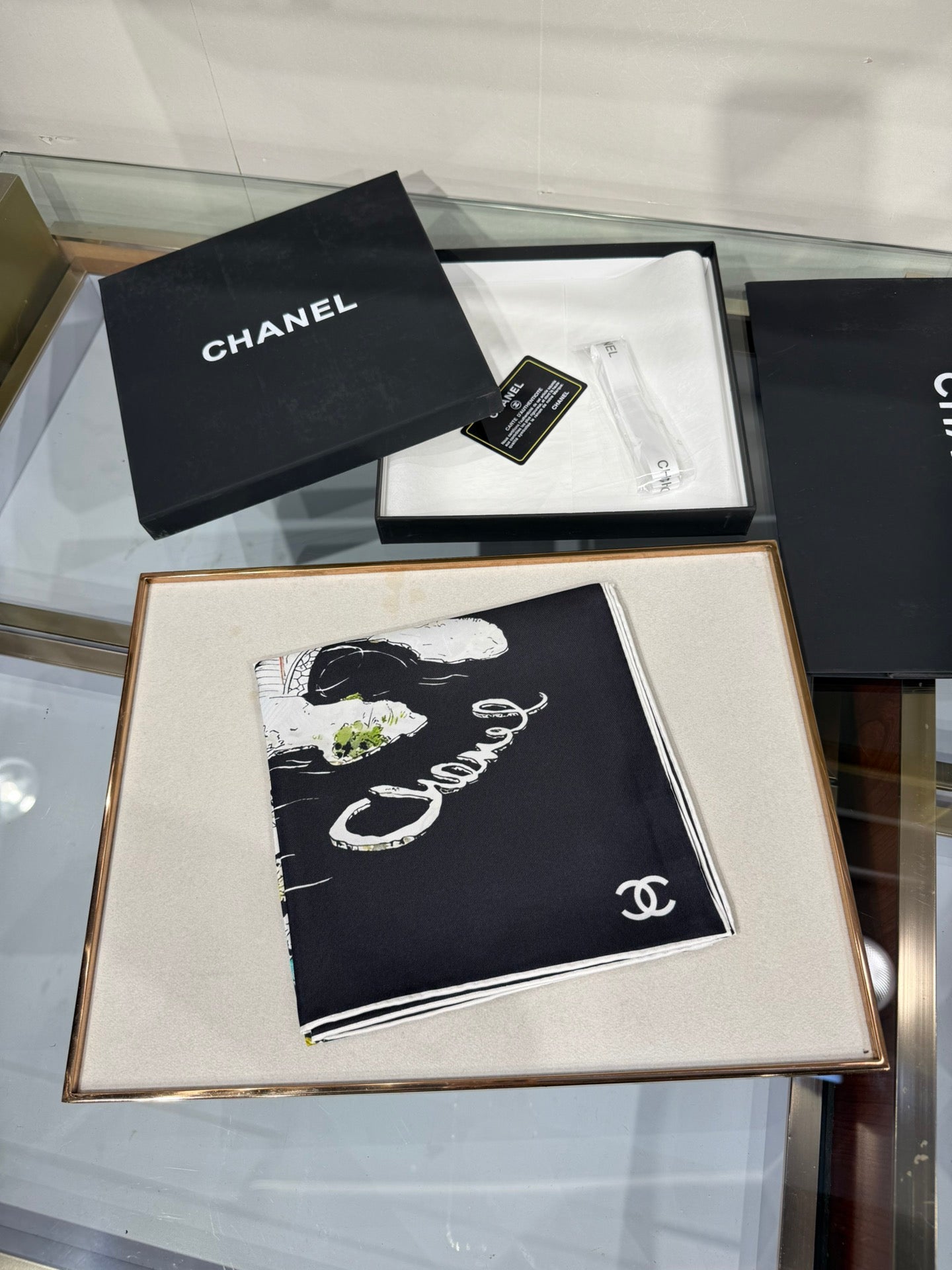 Chanel 2025 Silk Twill Double-Sided Hand-Rolled Scarf