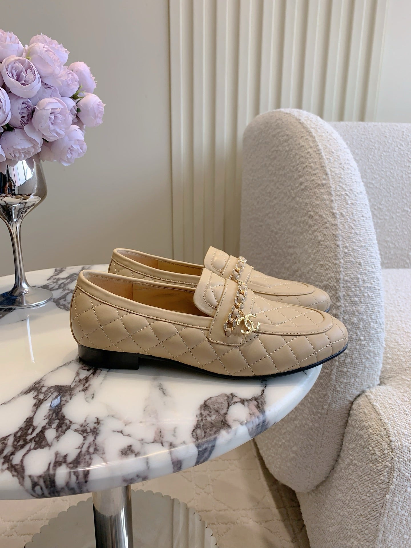 Chanel Rhinestone Chain Loafers