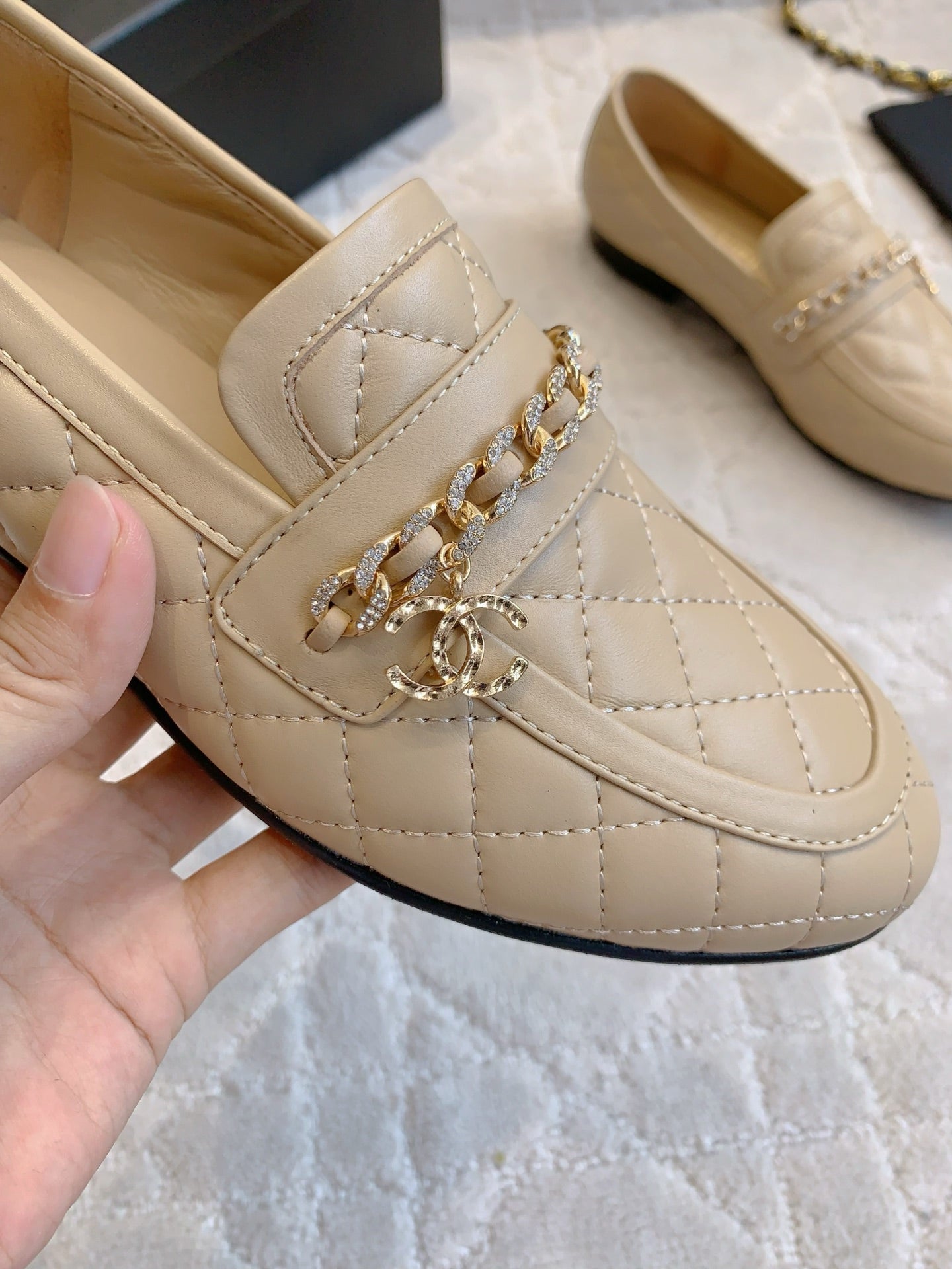 Chanel Rhinestone Chain Loafers
