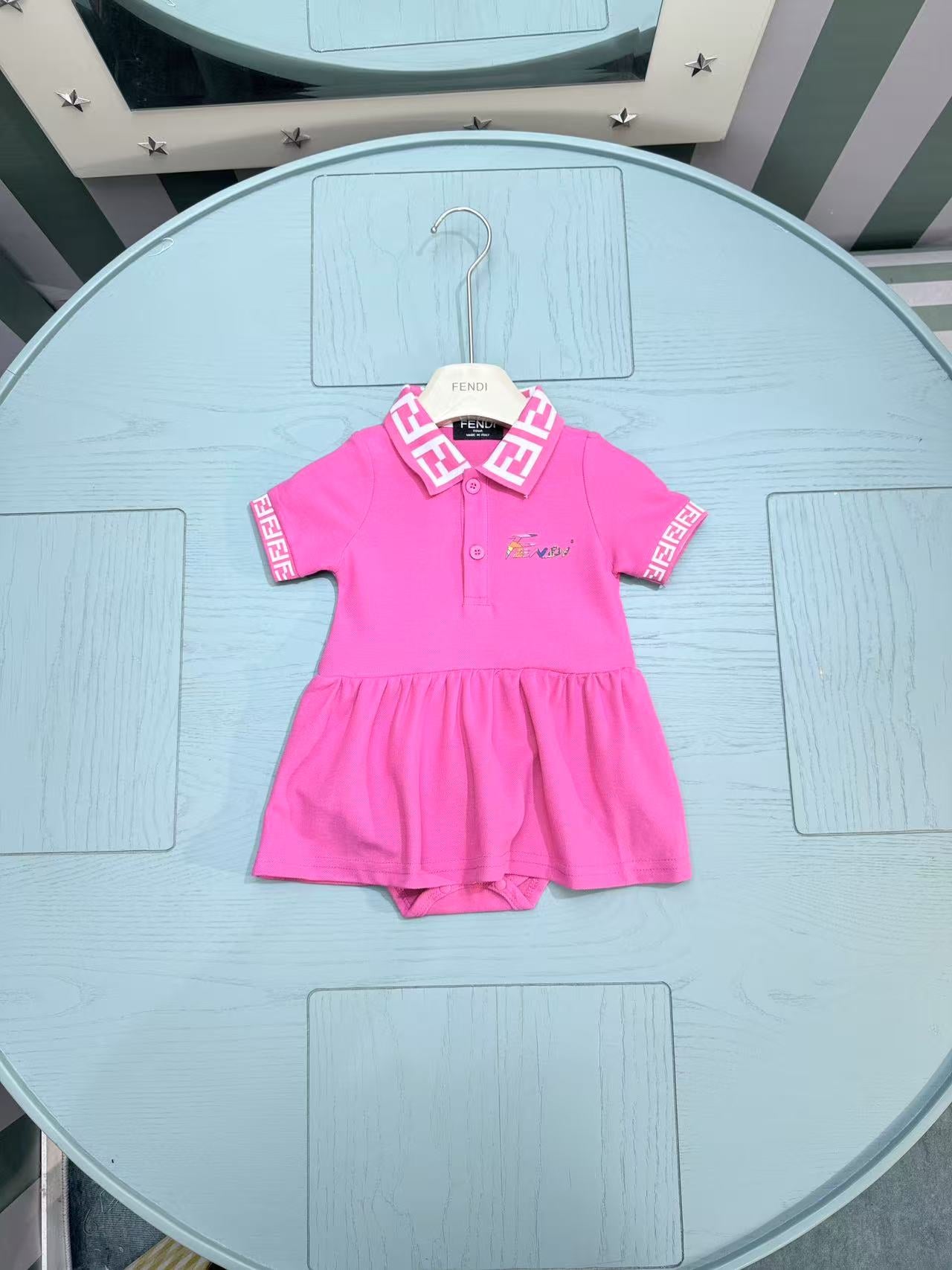Fendi Lapel Baby Romper Dress – 2025SS