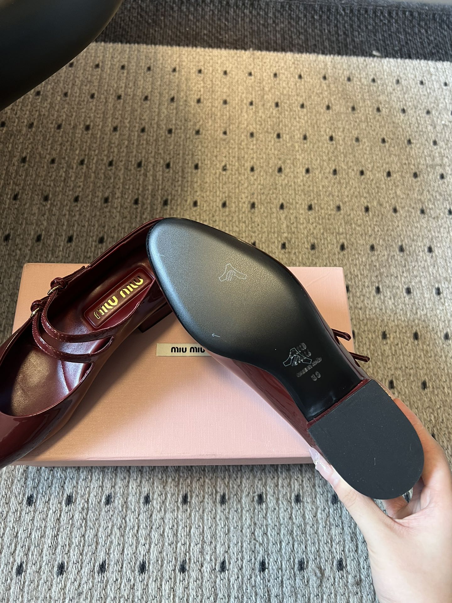Miu Miu Pointed Toe Mary Jane Block Heels