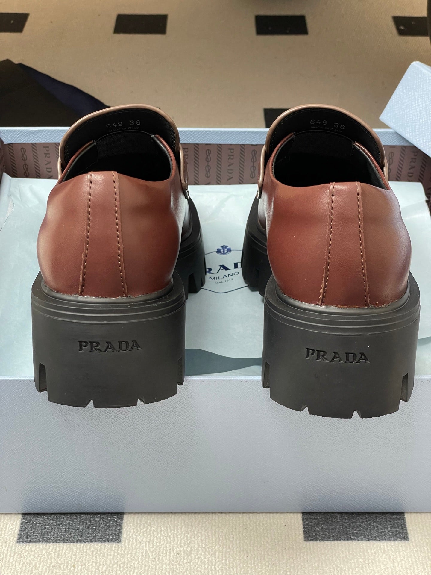 Prada Thick-Soled Platform Loafers – 25FW
