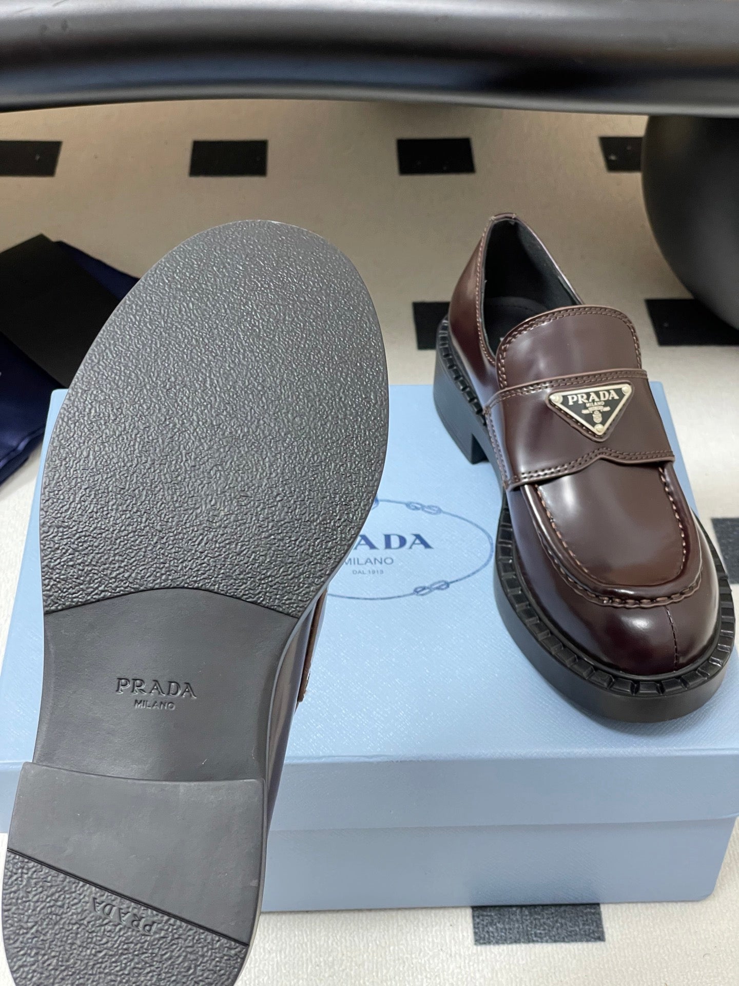 Prada Triangle Logo Platform Loafers
