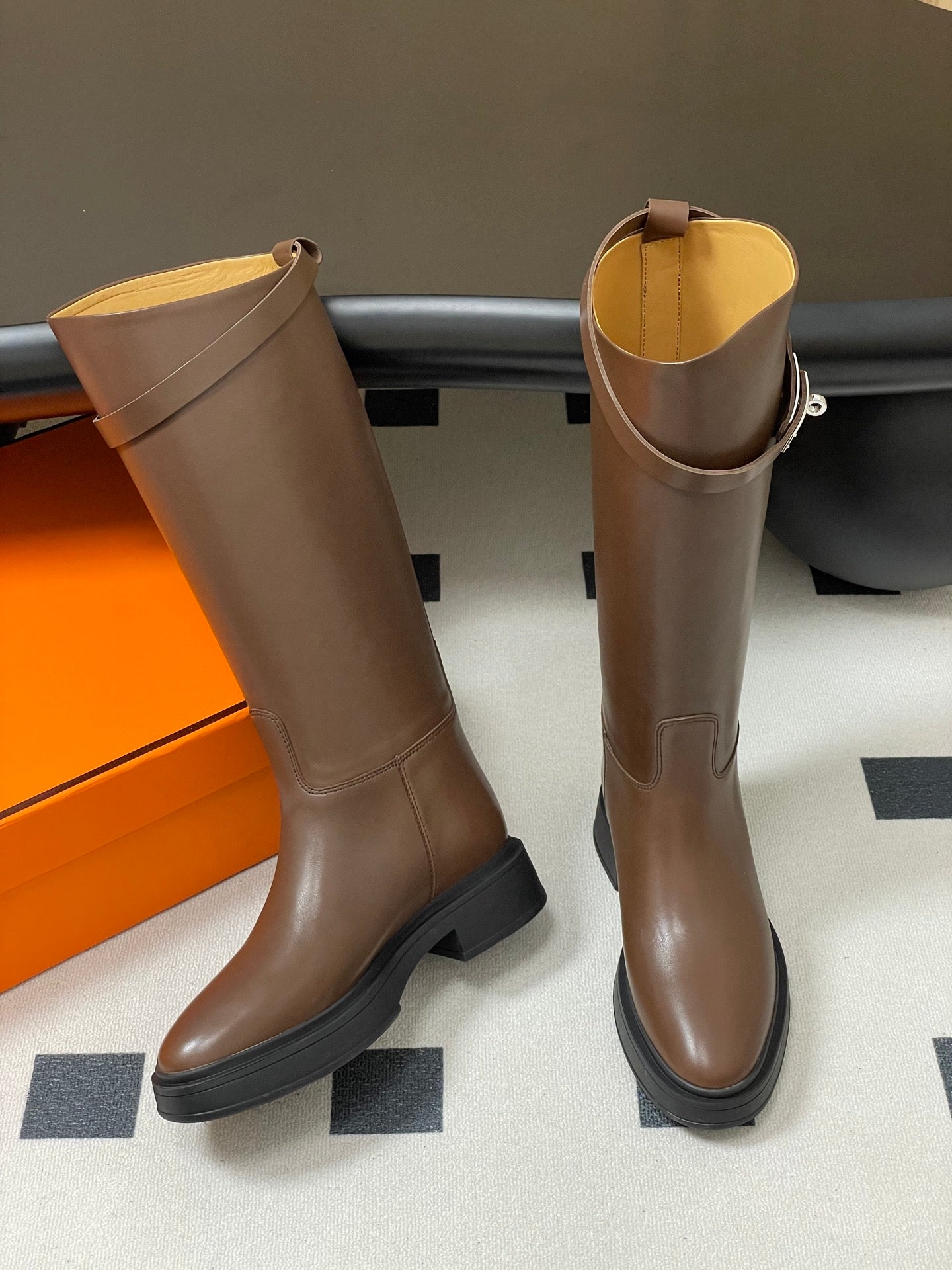 Hermès Jumping Kelly Buckle Knee-High Boots