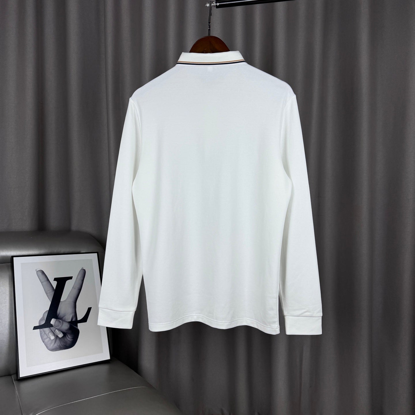 Moncler Classic Embroidered Long-Sleeve Polo Shirt