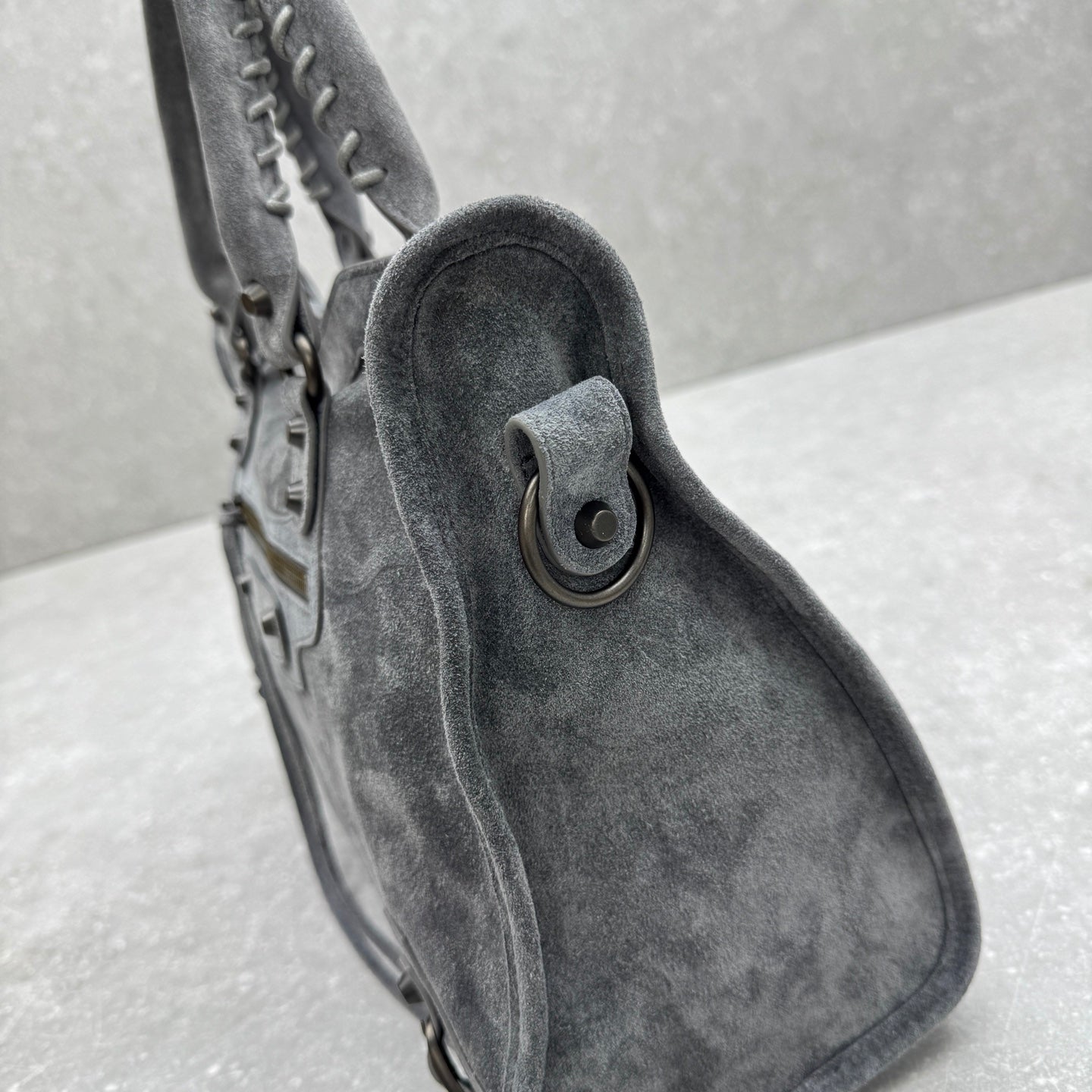 Balenciaga Le City Medium Suede Shoulder Bag