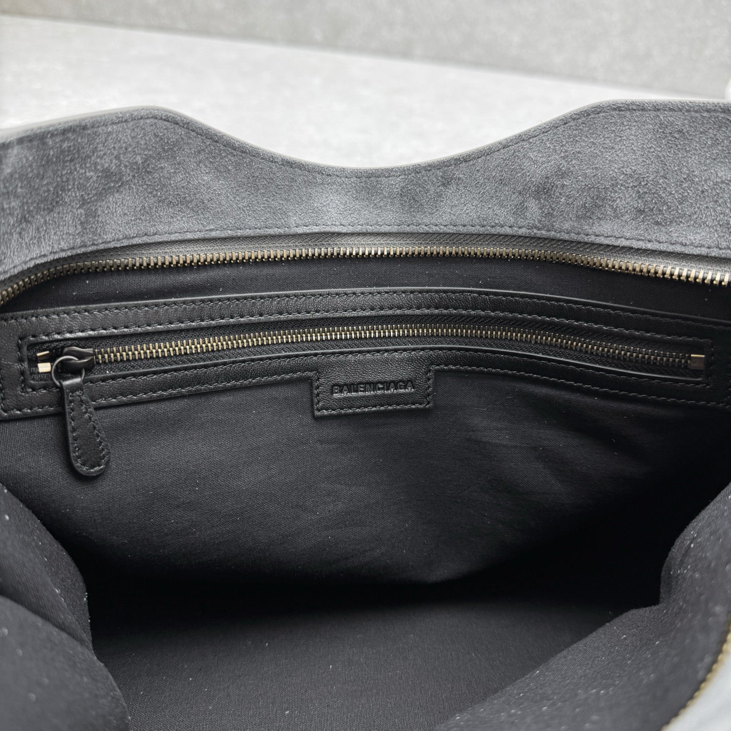 Balenciaga Le City Medium Suede Shoulder Bag