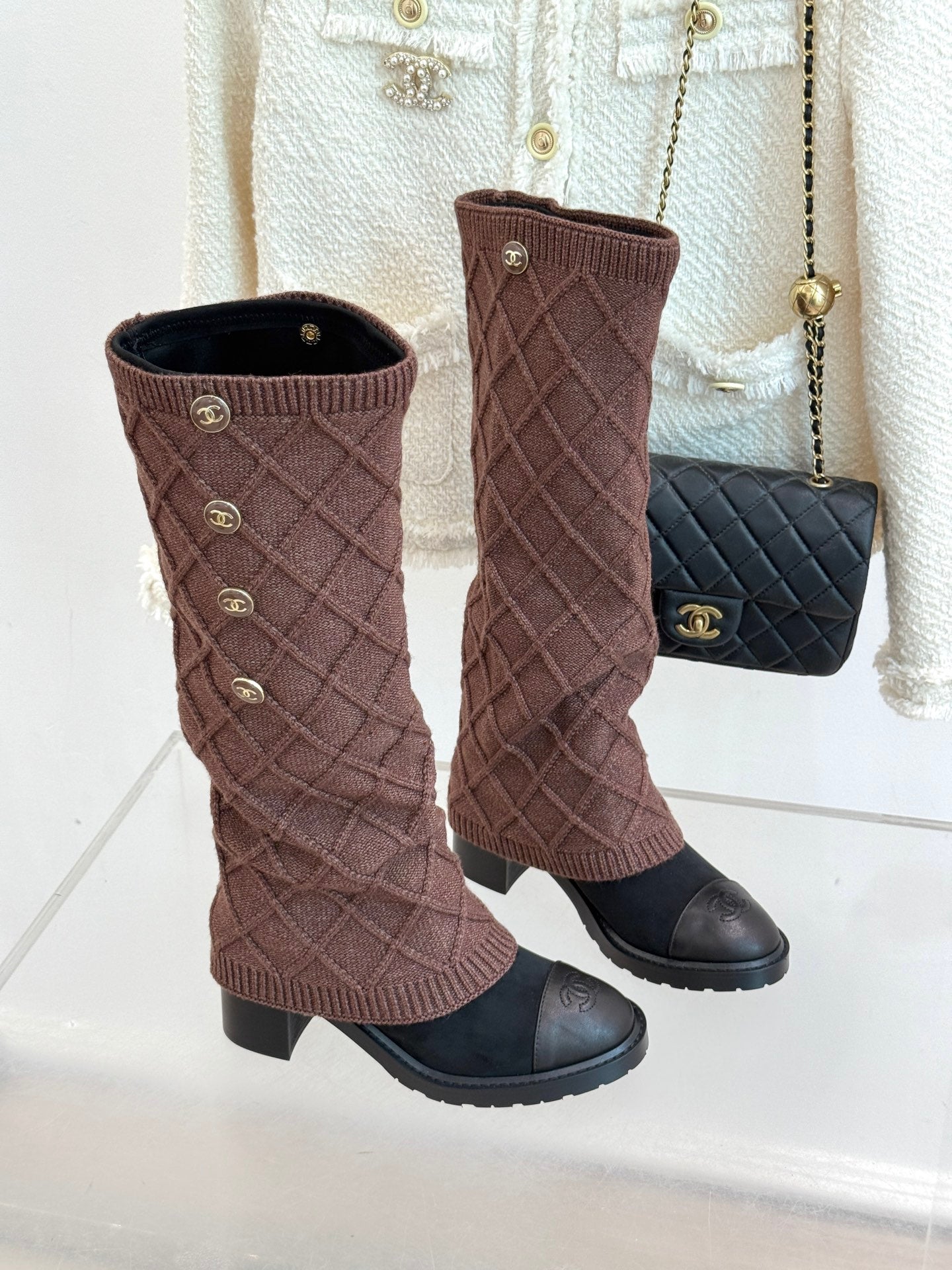 Chanel 25K Color-block Knit Sock Boots – Autumn/Winter Collection