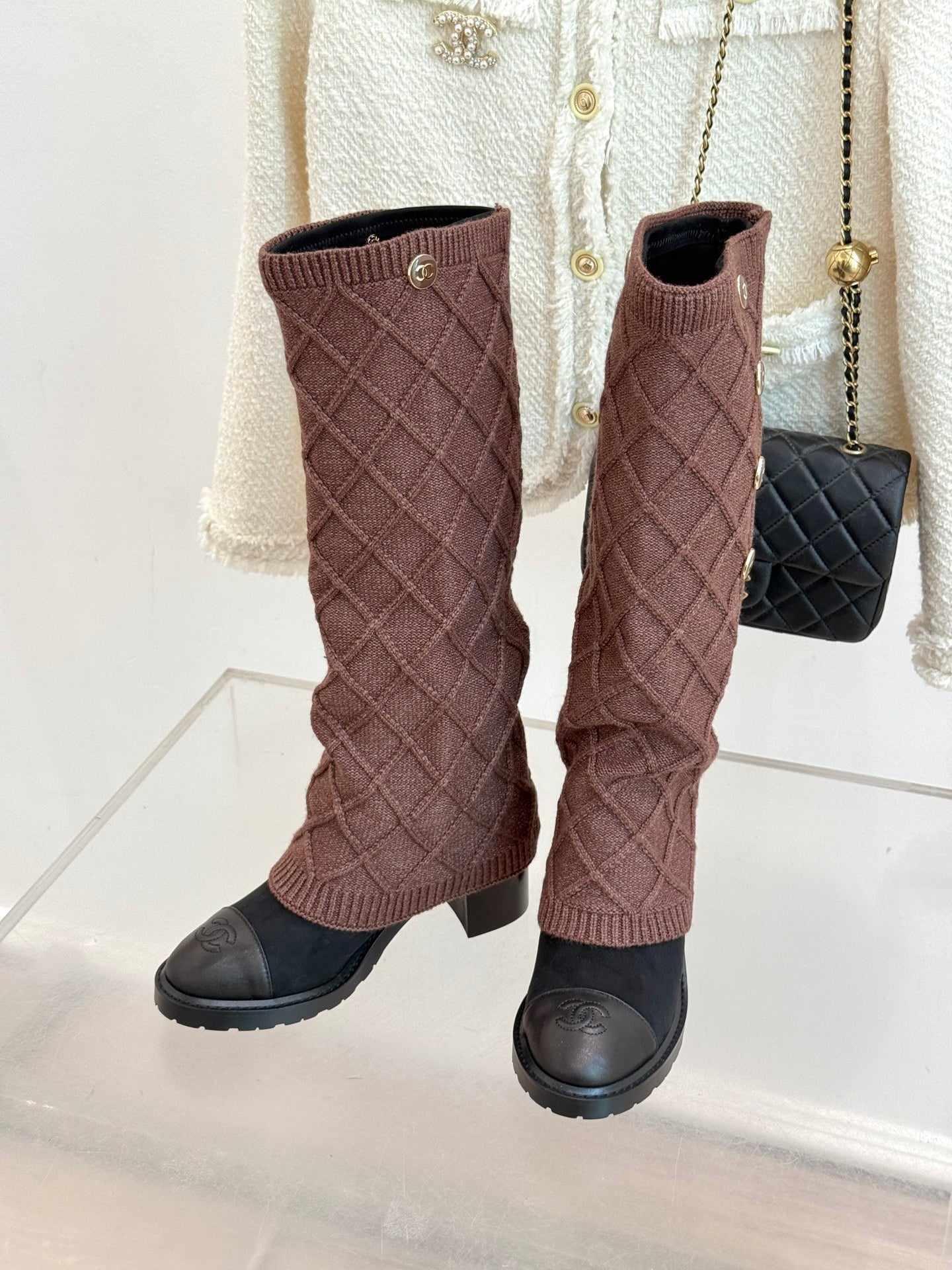 Chanel 25K Color-block Knit Sock Boots – Autumn/Winter Collection