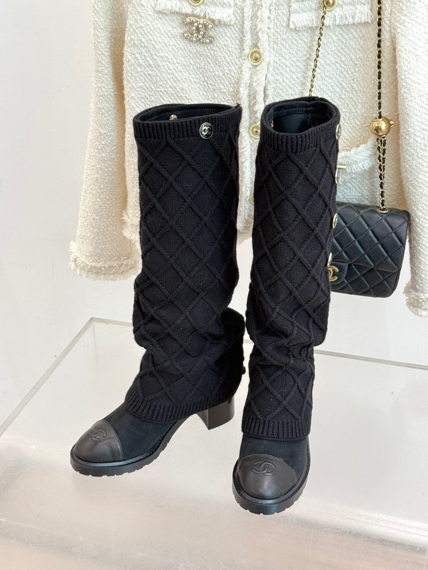Chanel 25K Color-block Knit Sock Boots – Autumn/Winter Collection