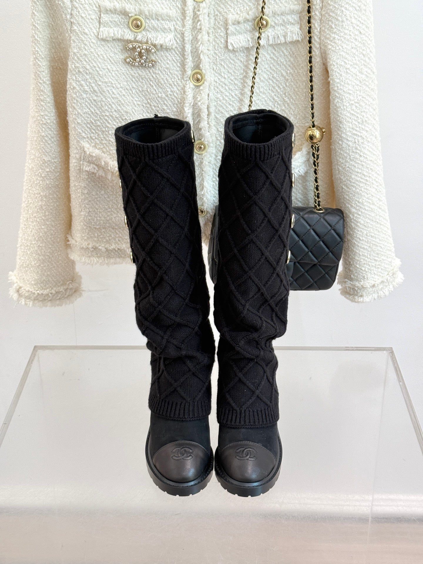 Chanel 25K Color-block Knit Sock Boots – Autumn/Winter Collection