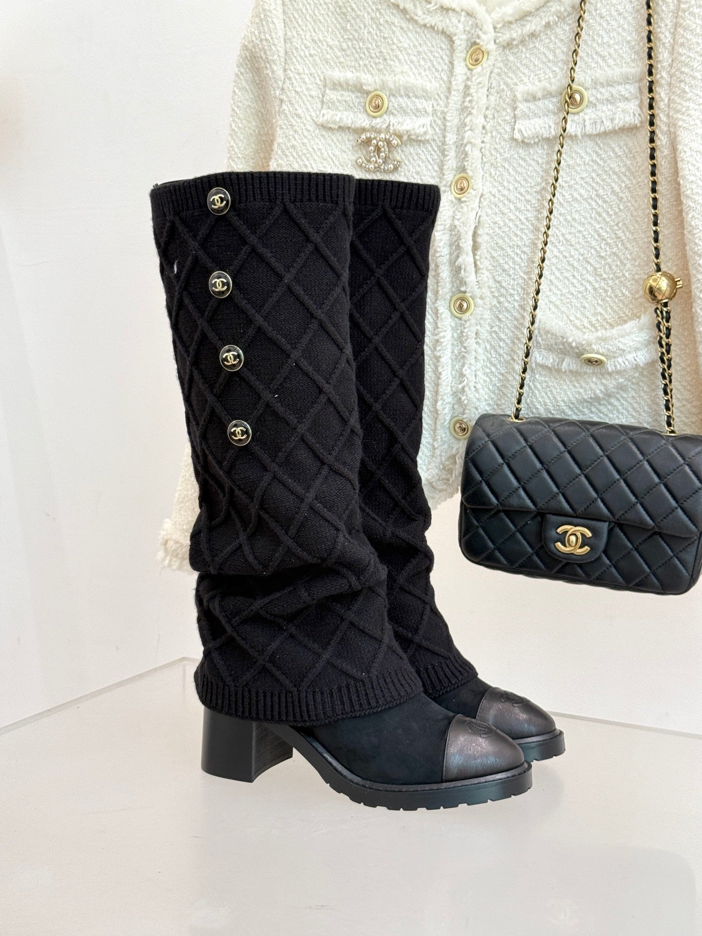Chanel 25K Color-block Knit Sock Boots – Autumn/Winter Collection
