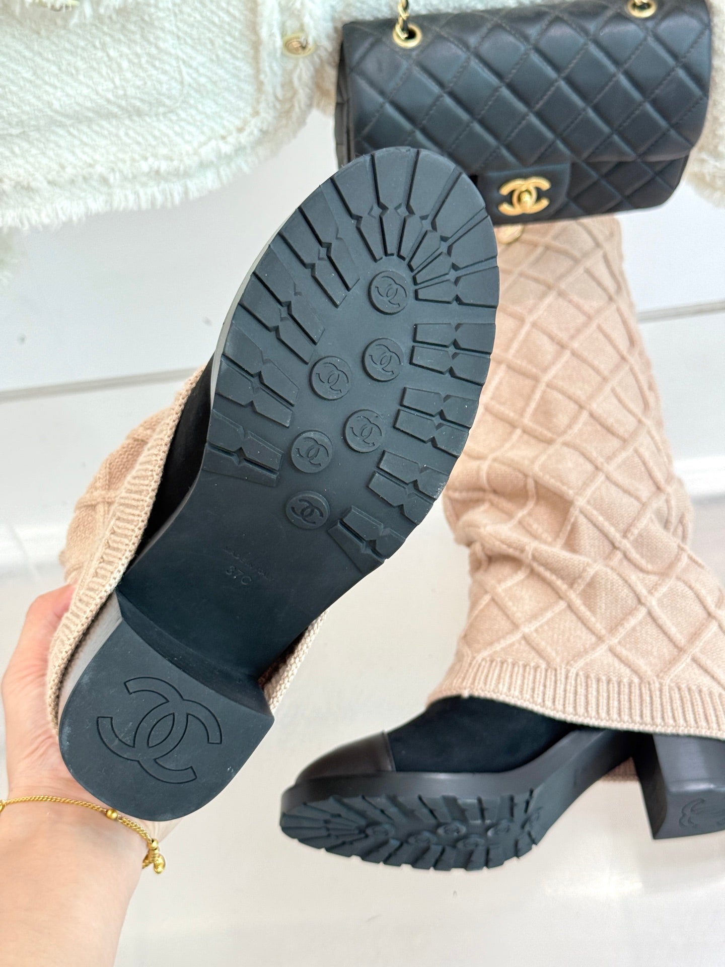Chanel 25K Color-block Knit Sock Boots – Autumn/Winter Collection