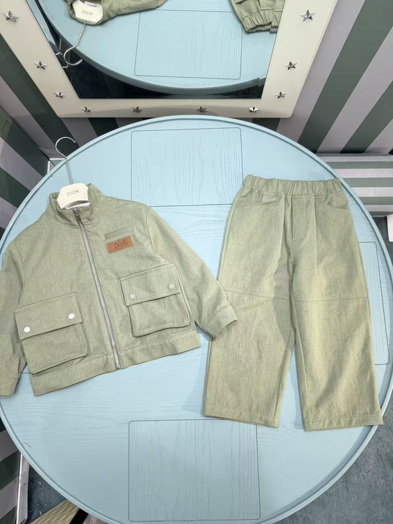 Dior Kids Two-Piece Outfit Set – Jacket and Washed Denim – 2025SS – Kids Collection