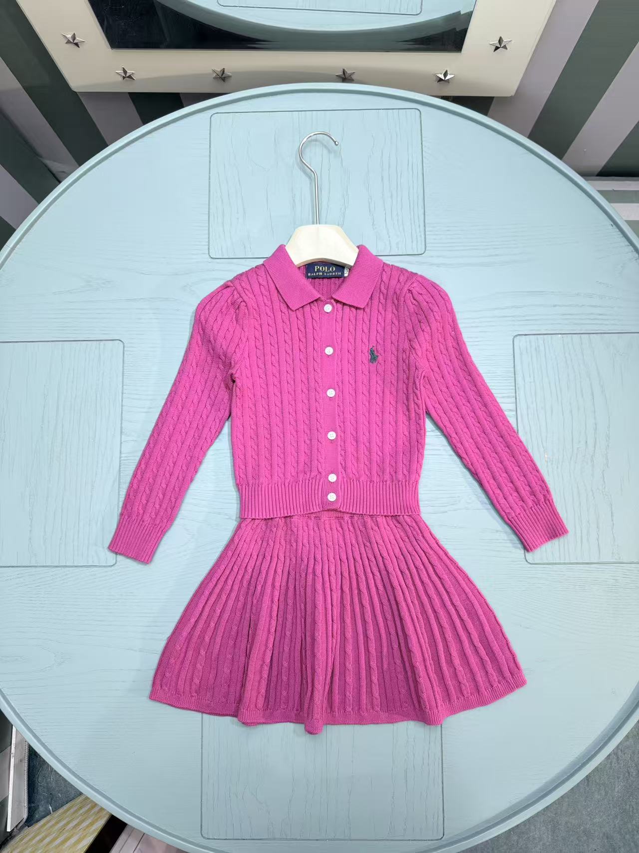 Ralph Lauren Girls' Knit Cardigan and Skirt Set – 2025SS