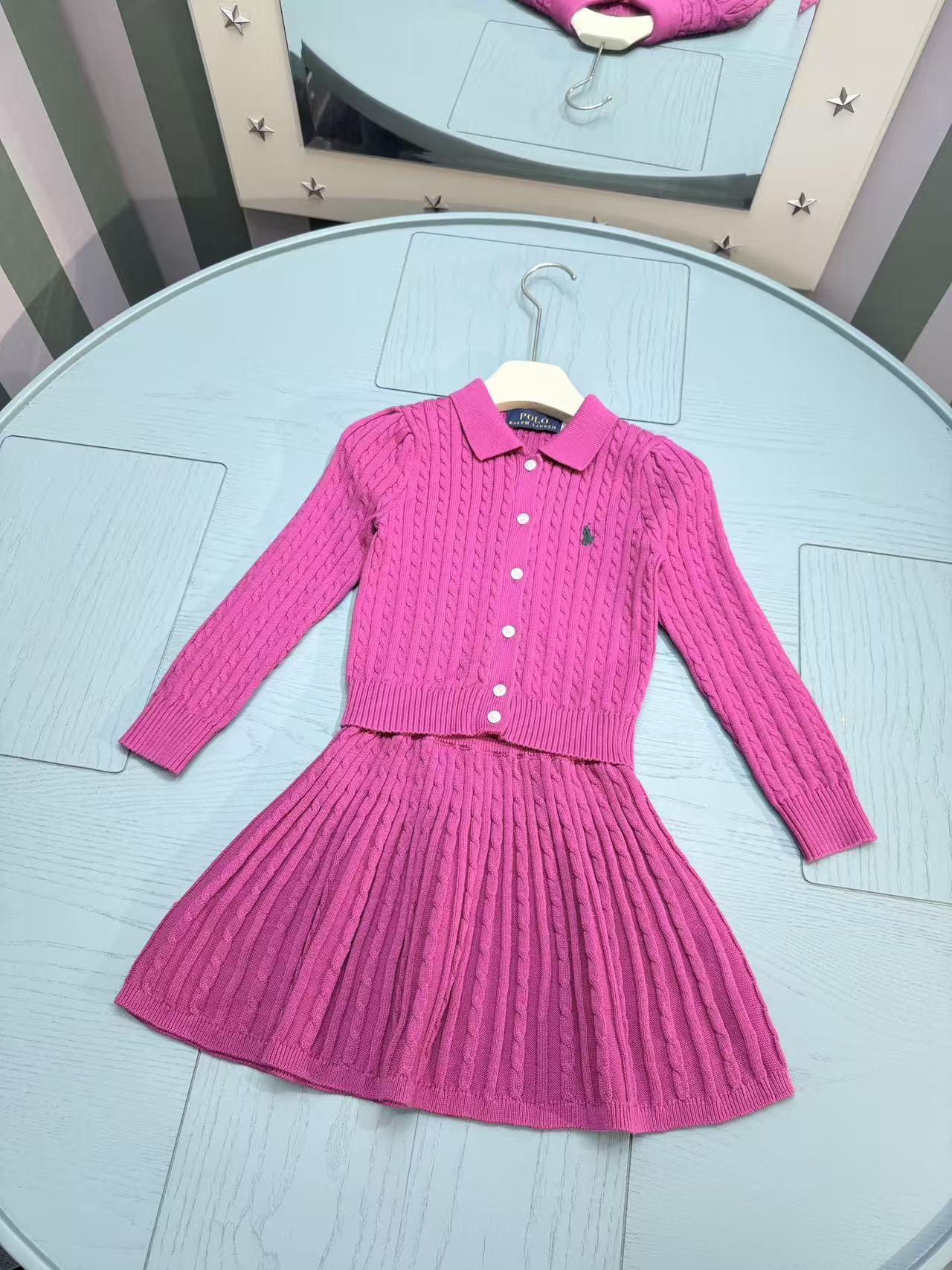 Ralph Lauren Girls' Knit Cardigan and Skirt Set – 2025SS