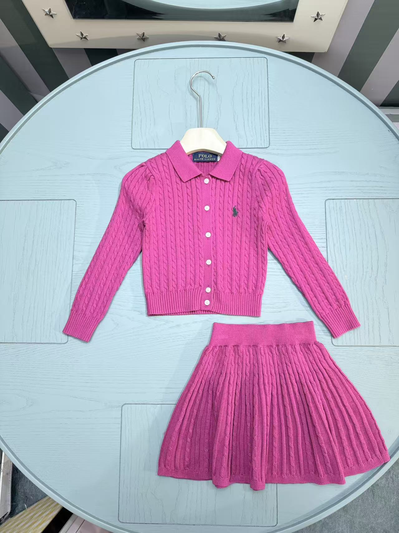 Ralph Lauren Girls' Knit Cardigan and Skirt Set – 2025SS