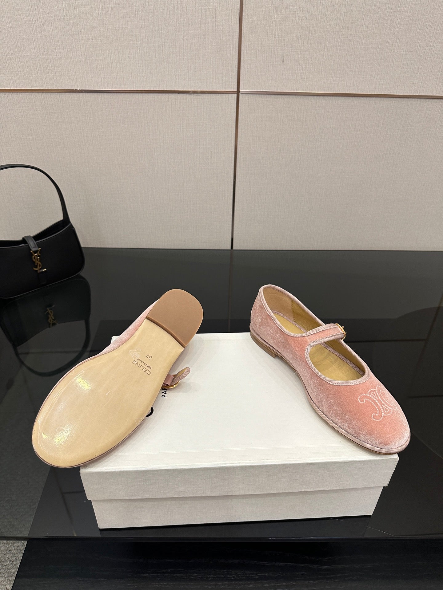 Celine Velvet Mary Jane Flats – 25 Collection